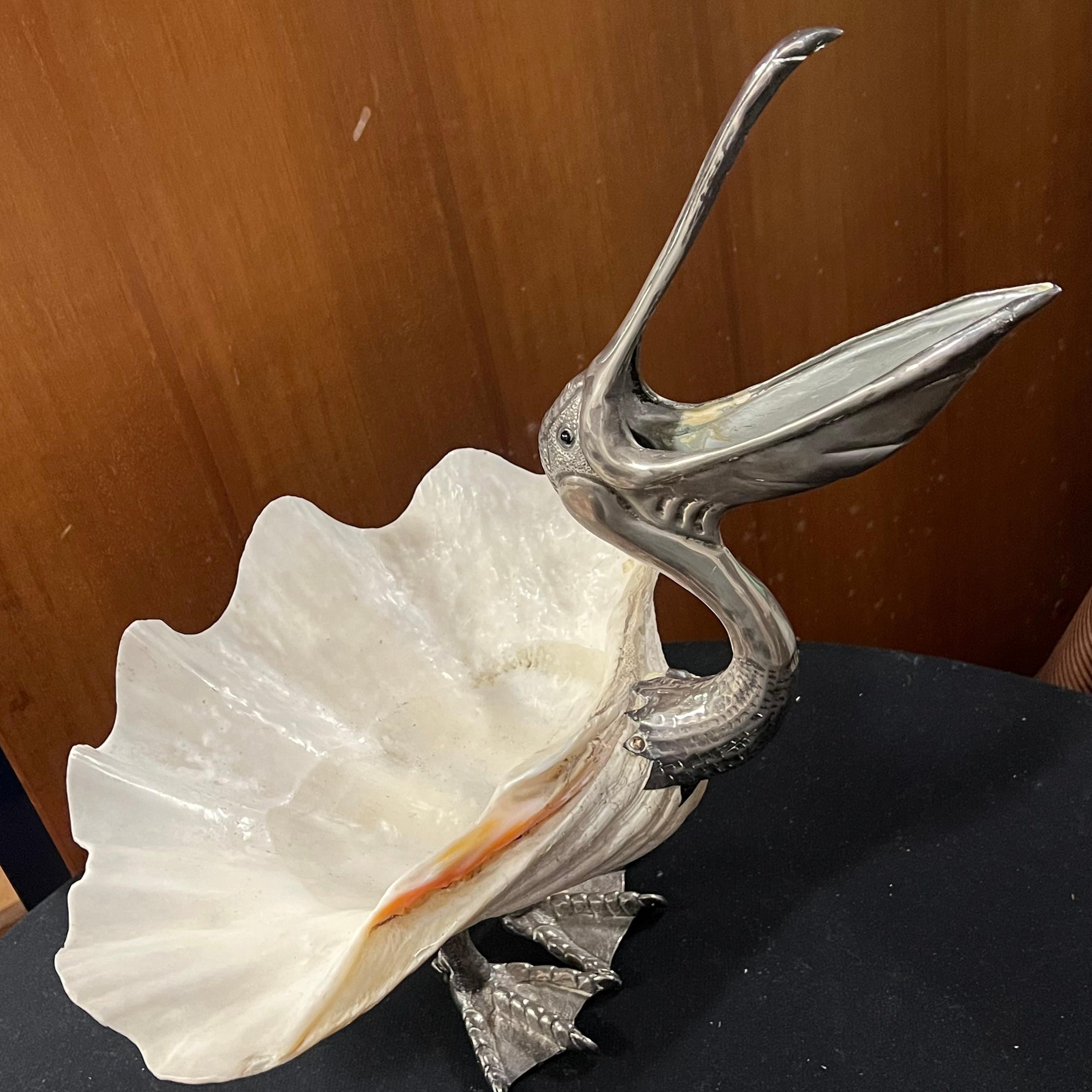 Large Pelican with Shell Sculpture by Gabriella Binazzi - Italy - 1970s 3