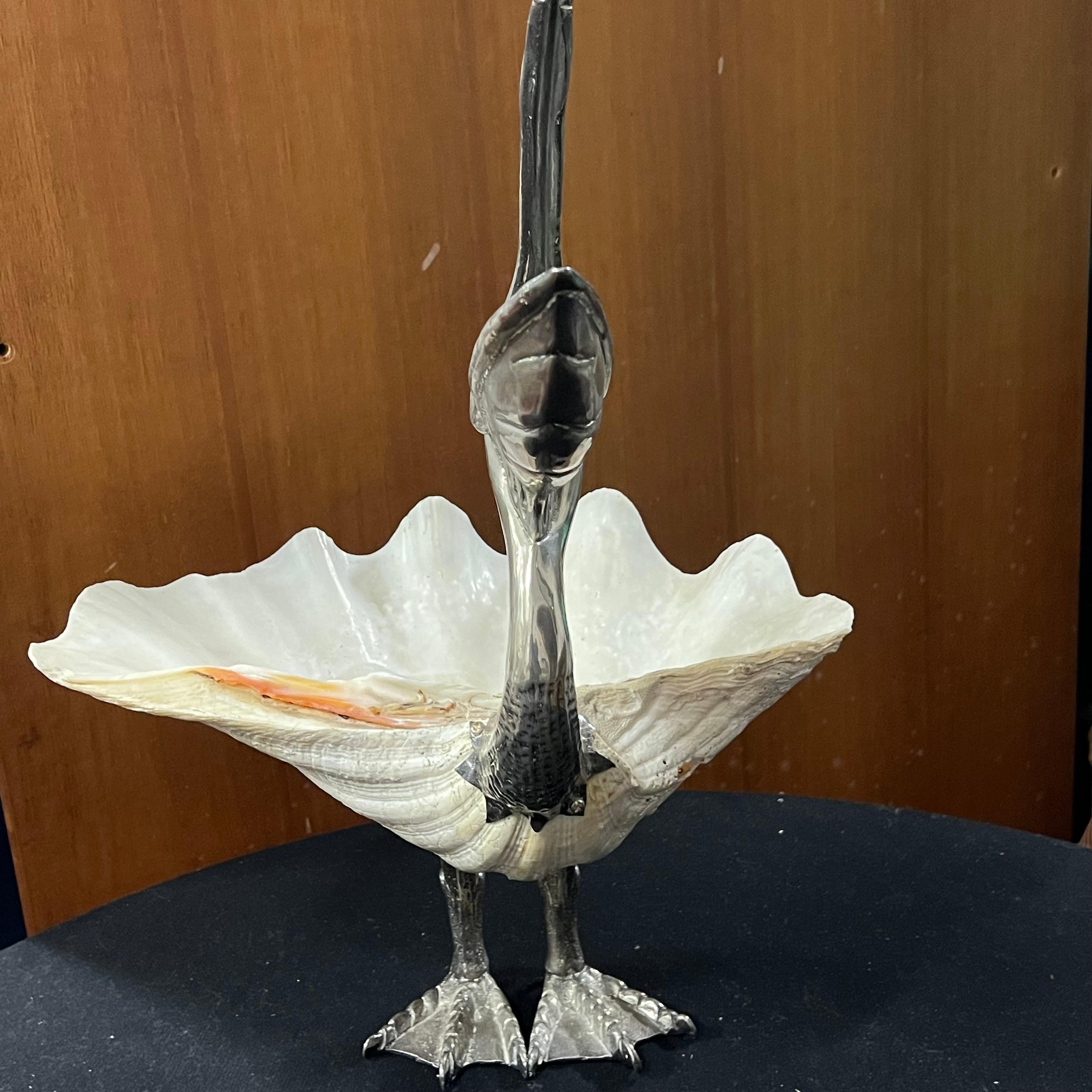Large Pelican with Shell Sculpture by Gabriella Binazzi - Italy - 1970s 4