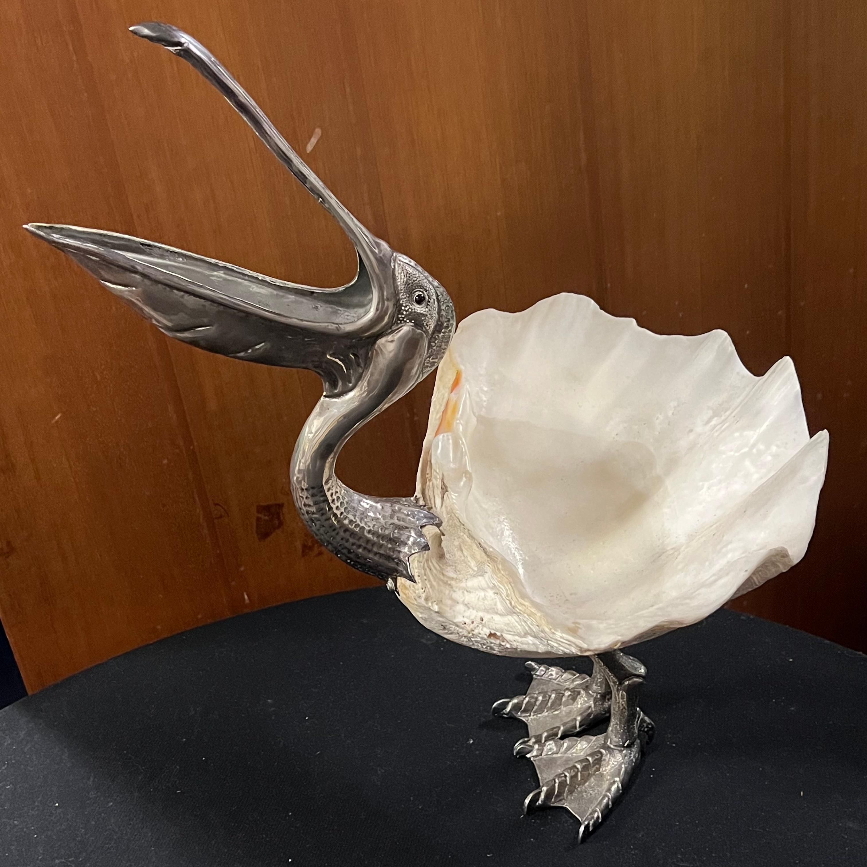Large Pelican with Shell Sculpture by Gabriella Binazzi - Italy - 1970s 7