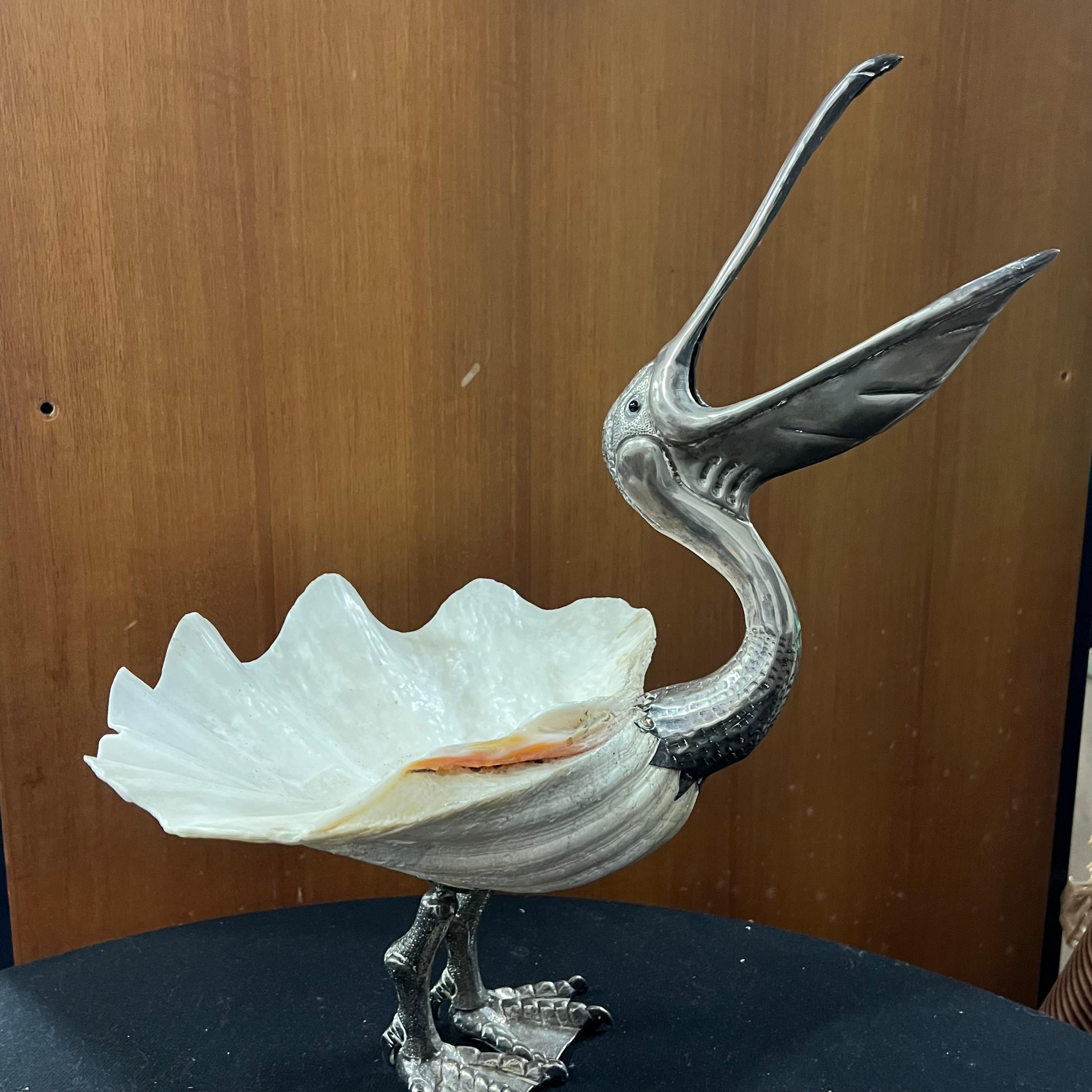 Large Pelican with Shell Sculpture by Gabriella Binazzi - Italy - 1970s 2