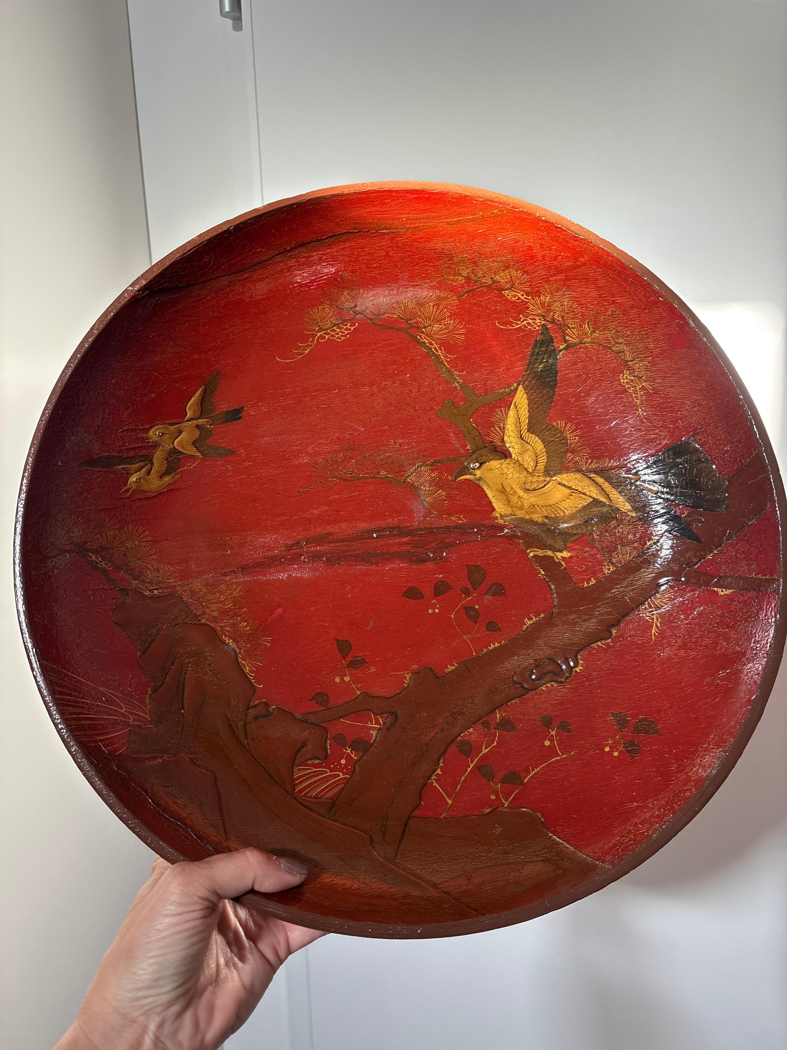 Edo large lacquer plate For Sale