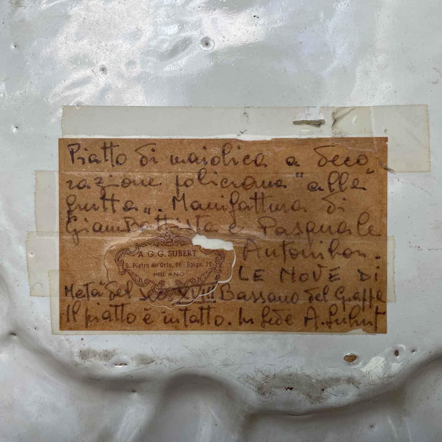 Große Schale aus italienischer Maiolika Manufaktur Antonibon Obstdekor 1750 (Italian) im Angebot