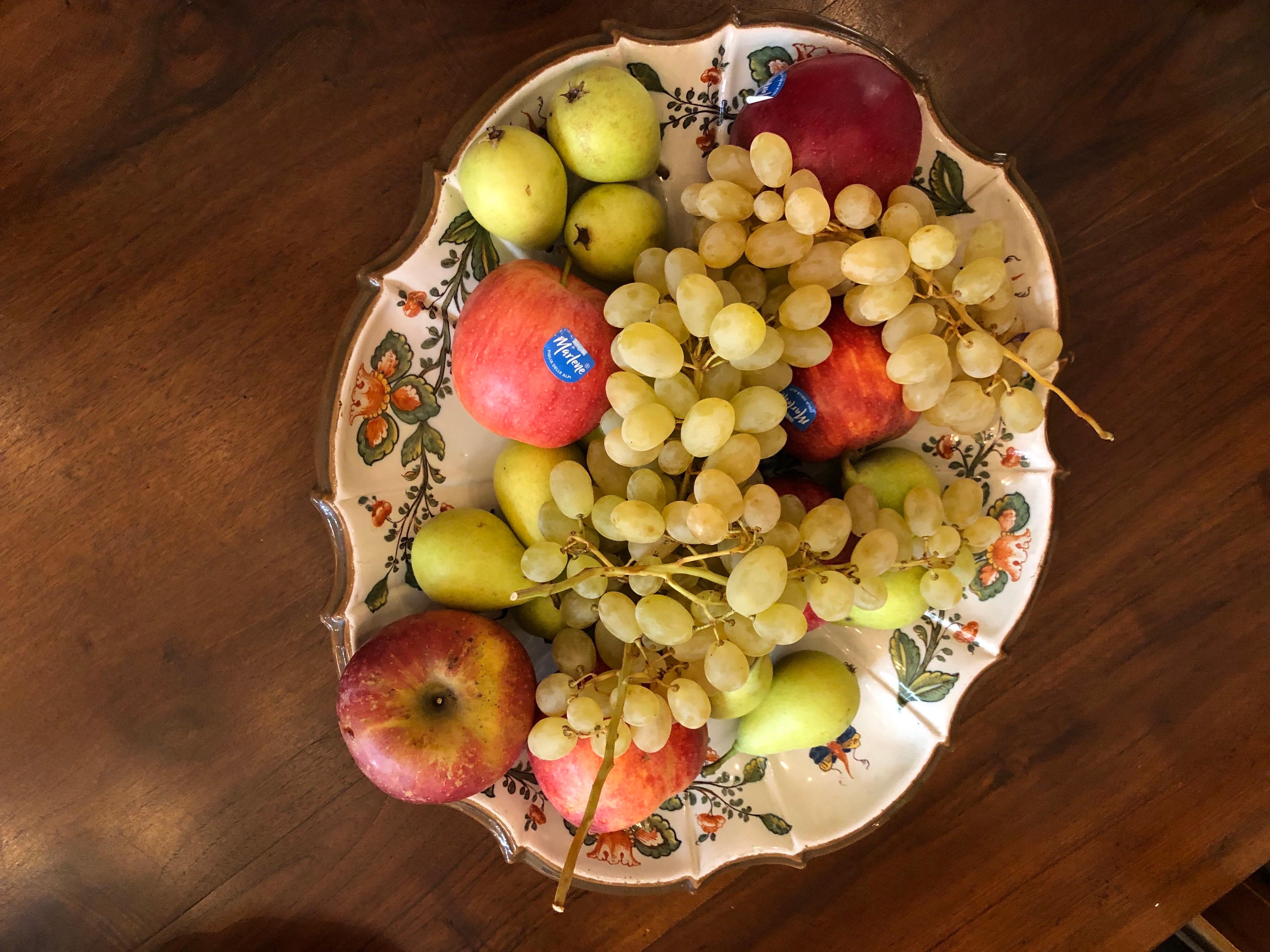Große Schale aus italienischer Maiolika Manufaktur Antonibon Obstdekor 1750 im Angebot 1