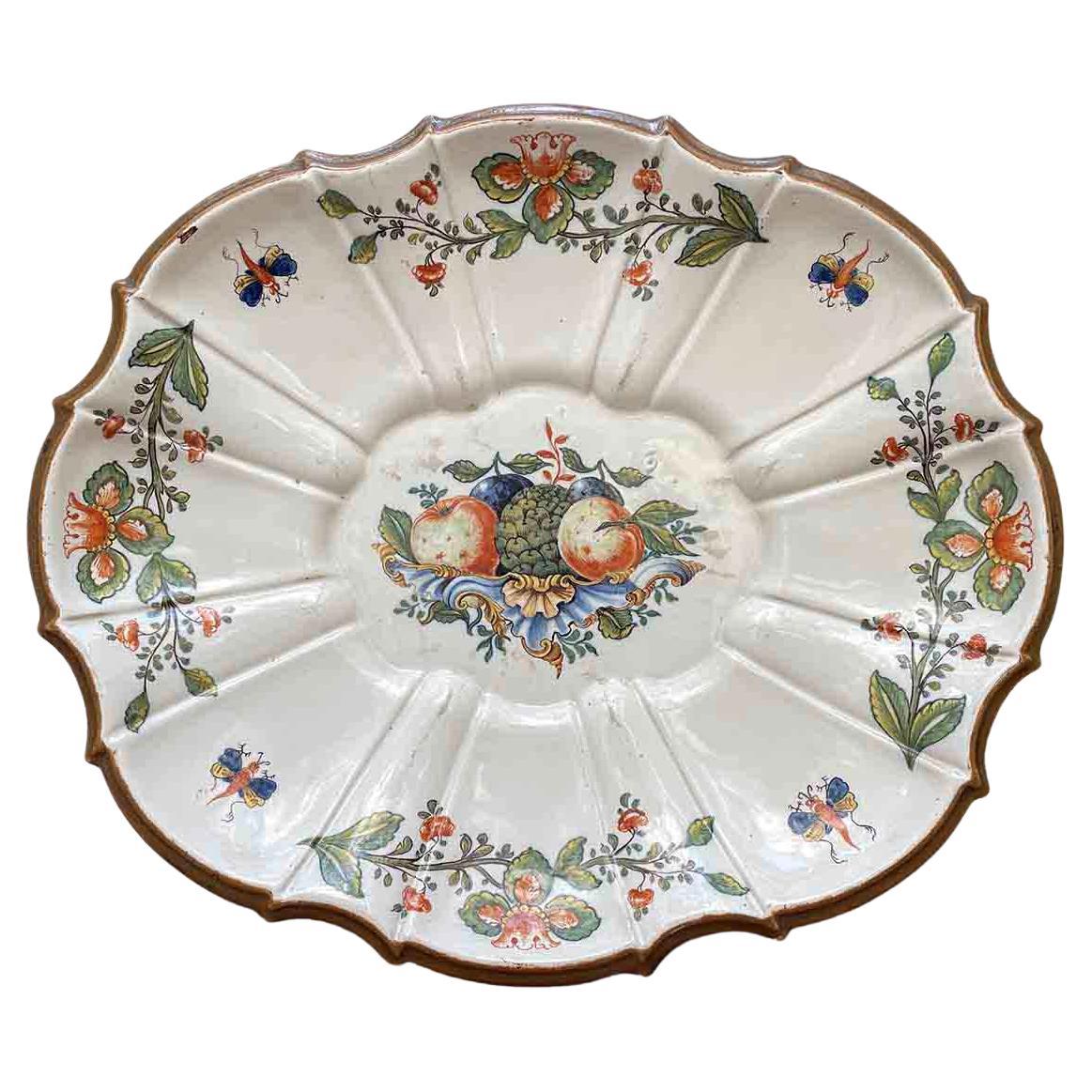 Grande Piatto In Maiolica Italiana Manifattura Antonibon Decoro Alla Frutta 1750
