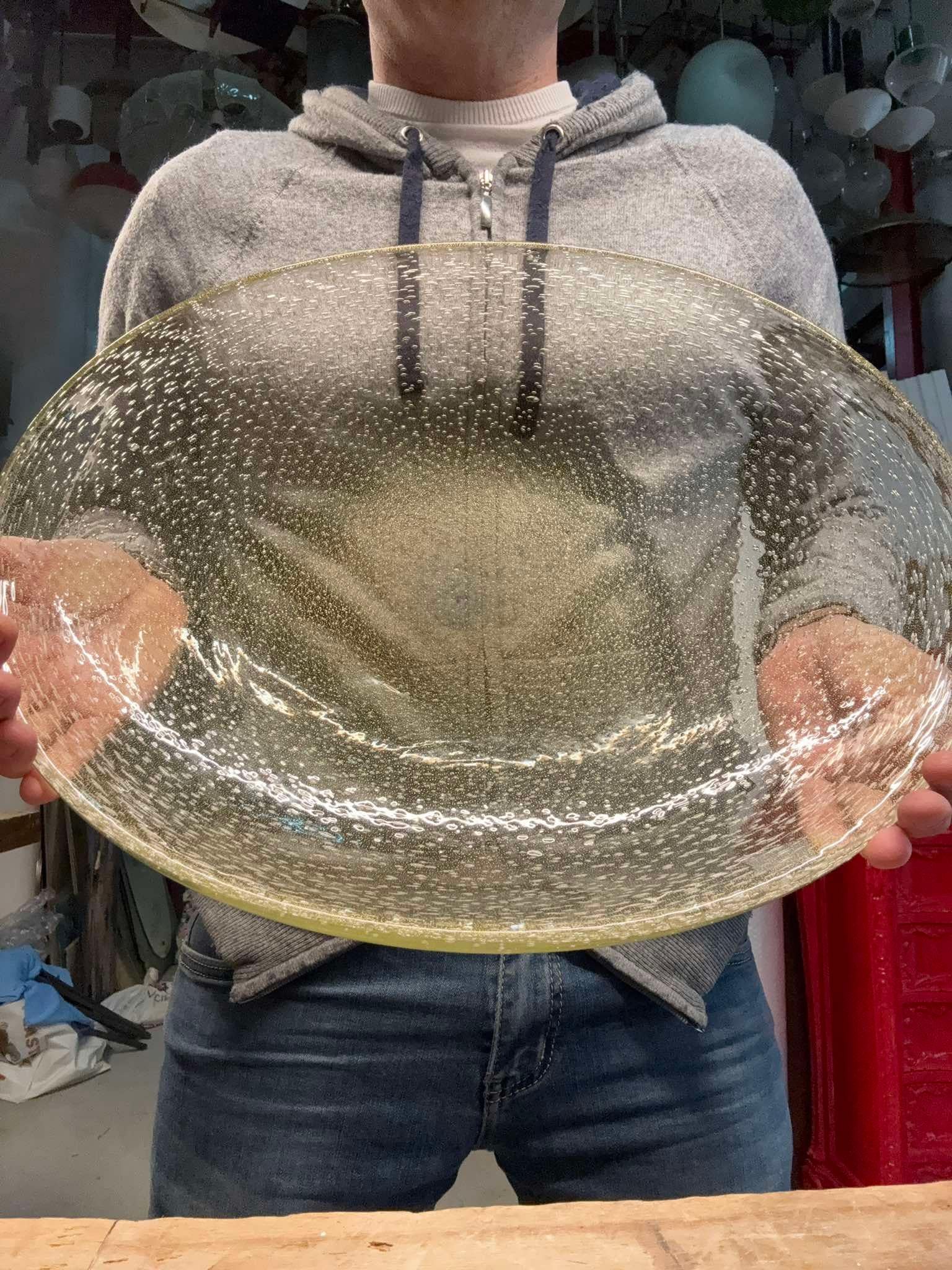 Grande Piatto Ovale Concavo Seguso con Bolle e Polvere oro 1950 grande Qualità in vendita 4