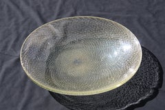 Seguso Large Oval Concave Plate with Bubbles and Gold Dust 1950s Great Quality