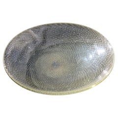 Seguso Gran Plato Oval Cóncavo con Burbujas y Polvo de Oro Años 50 Gran Calidad
