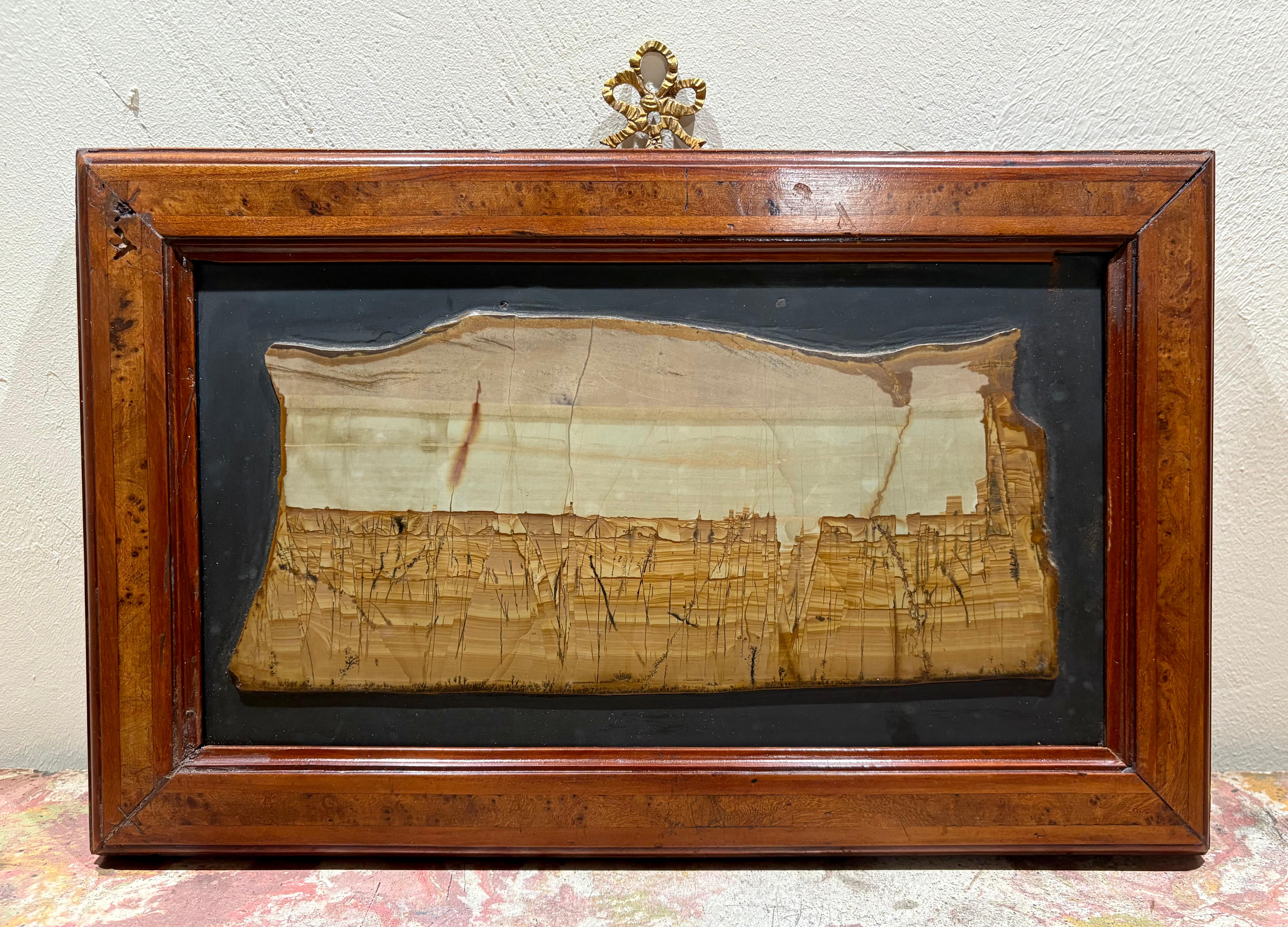 Italian Large Paesina Stone Plaque on Slate Grand Tour in Frame 18th Century For Sale