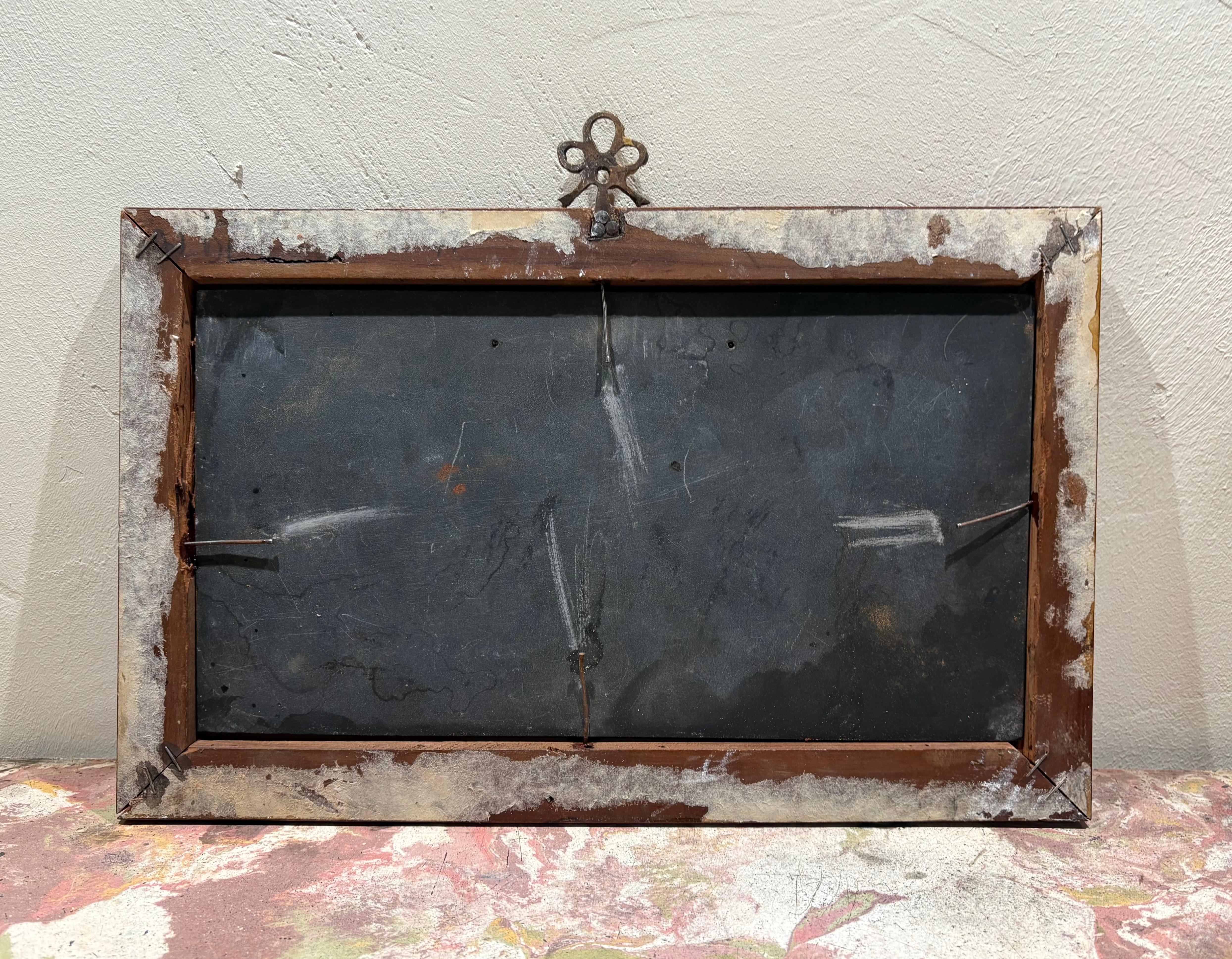 Large Paesina Stone Plaque on Slate Grand Tour in Frame 18th Century For Sale 2
