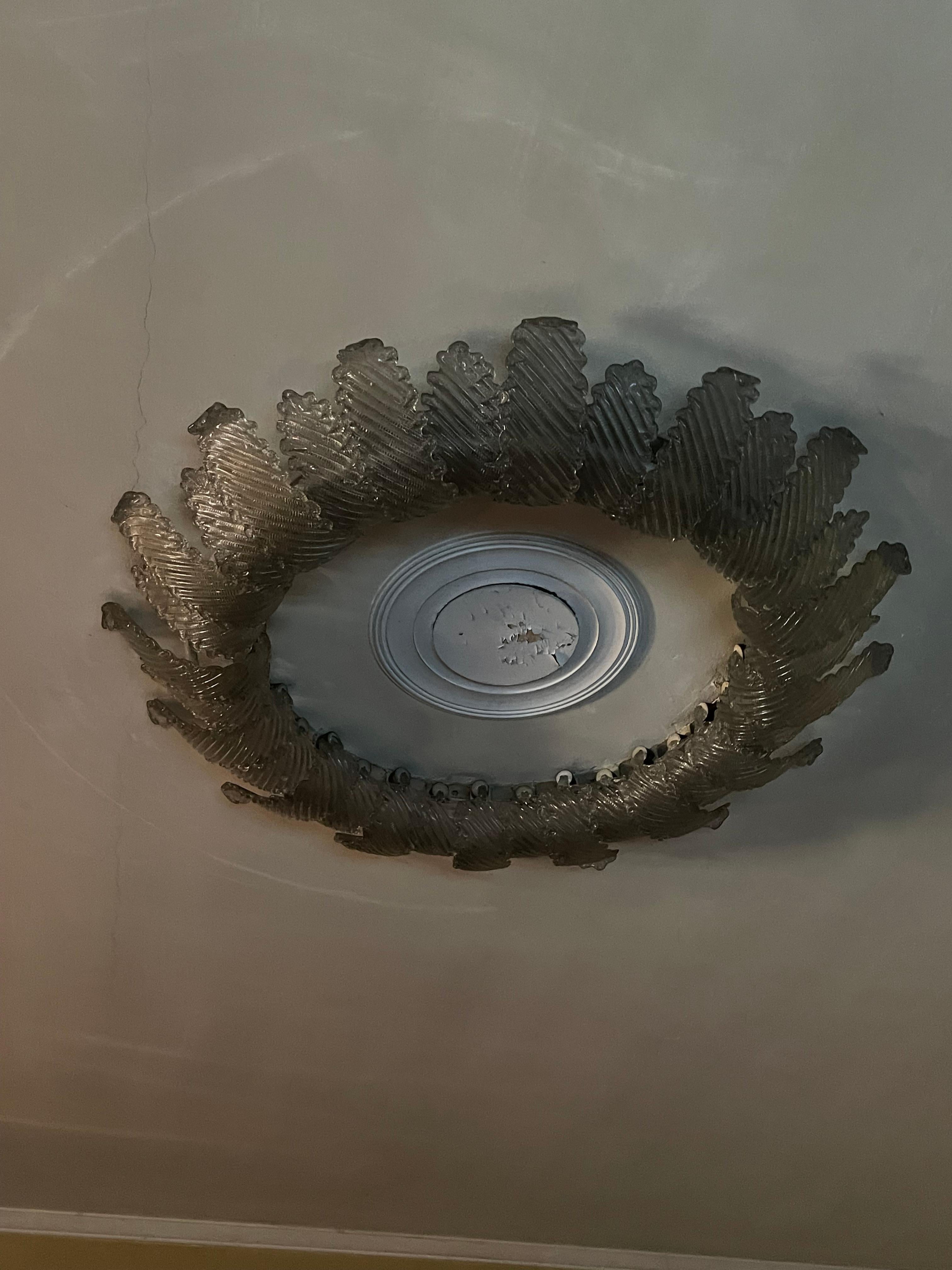 Large Circular Leaf Ceiling Lamp in Glass by Ercole Barovier - Murano - '40s For Sale 5
