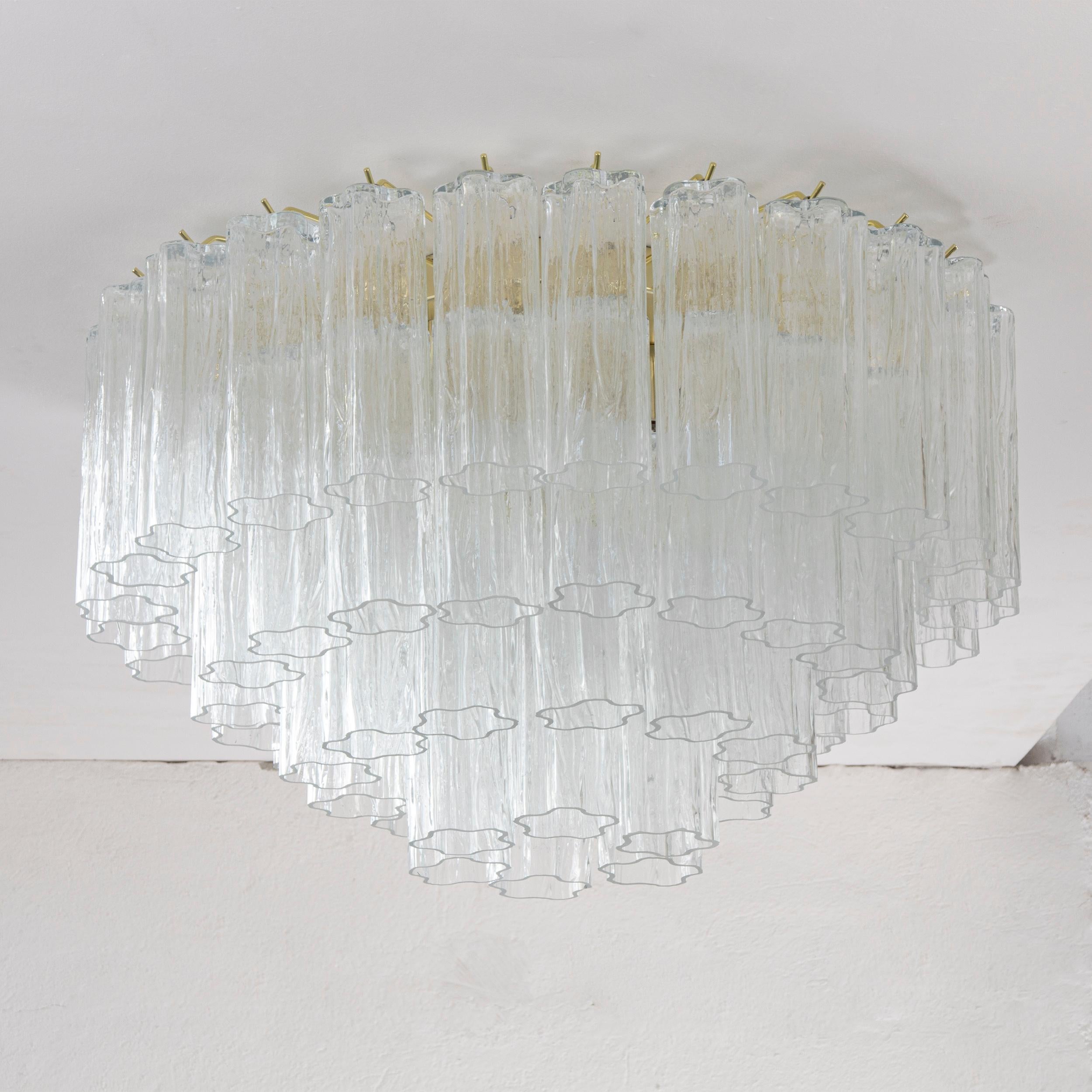 Altro Grande plafoniera con pendagli vetro di Murano ispirata al mid-century italiano in vendita