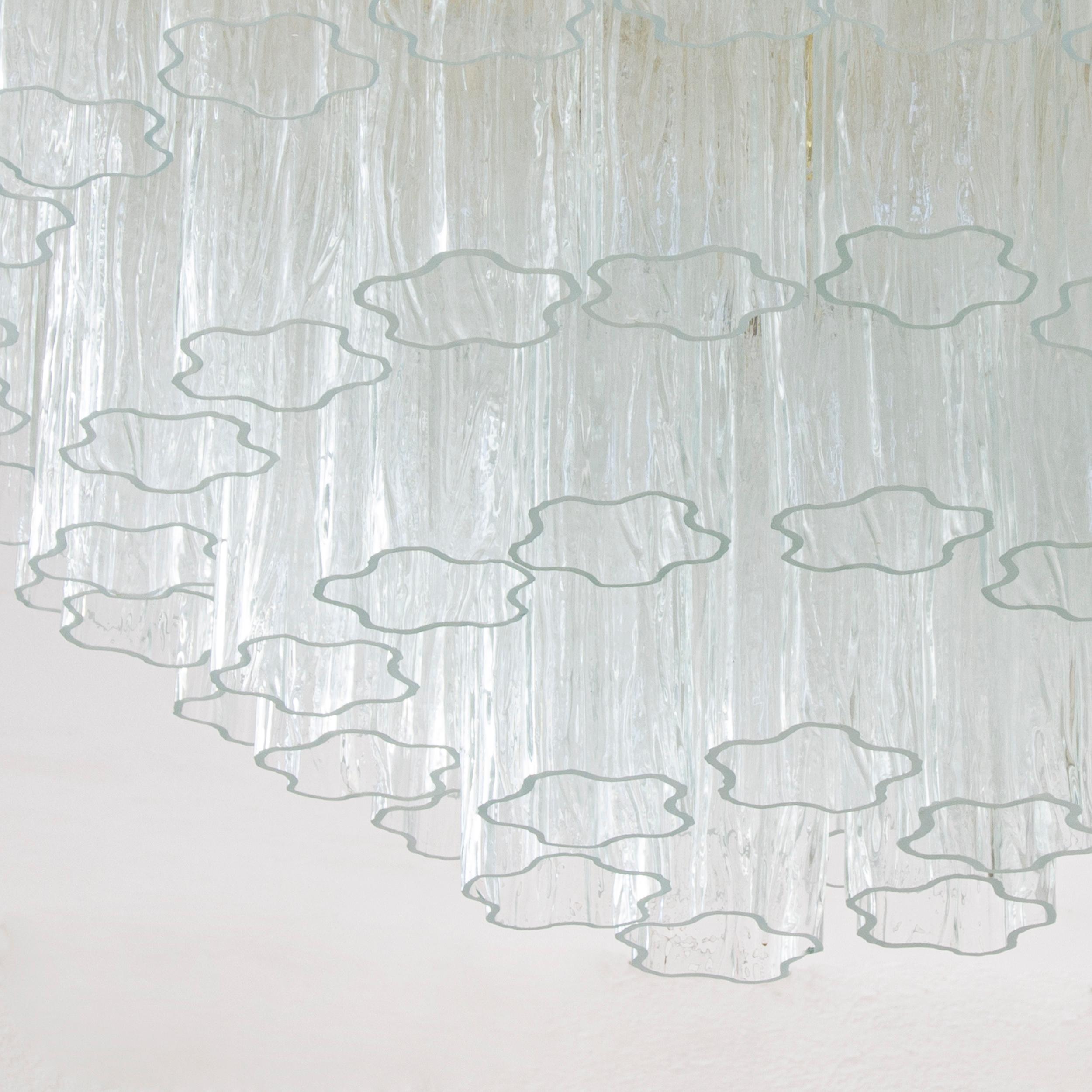 Contemporary Grande plafoniera con pendagli vetro di Murano ispirato al mid-century italiano For Sale