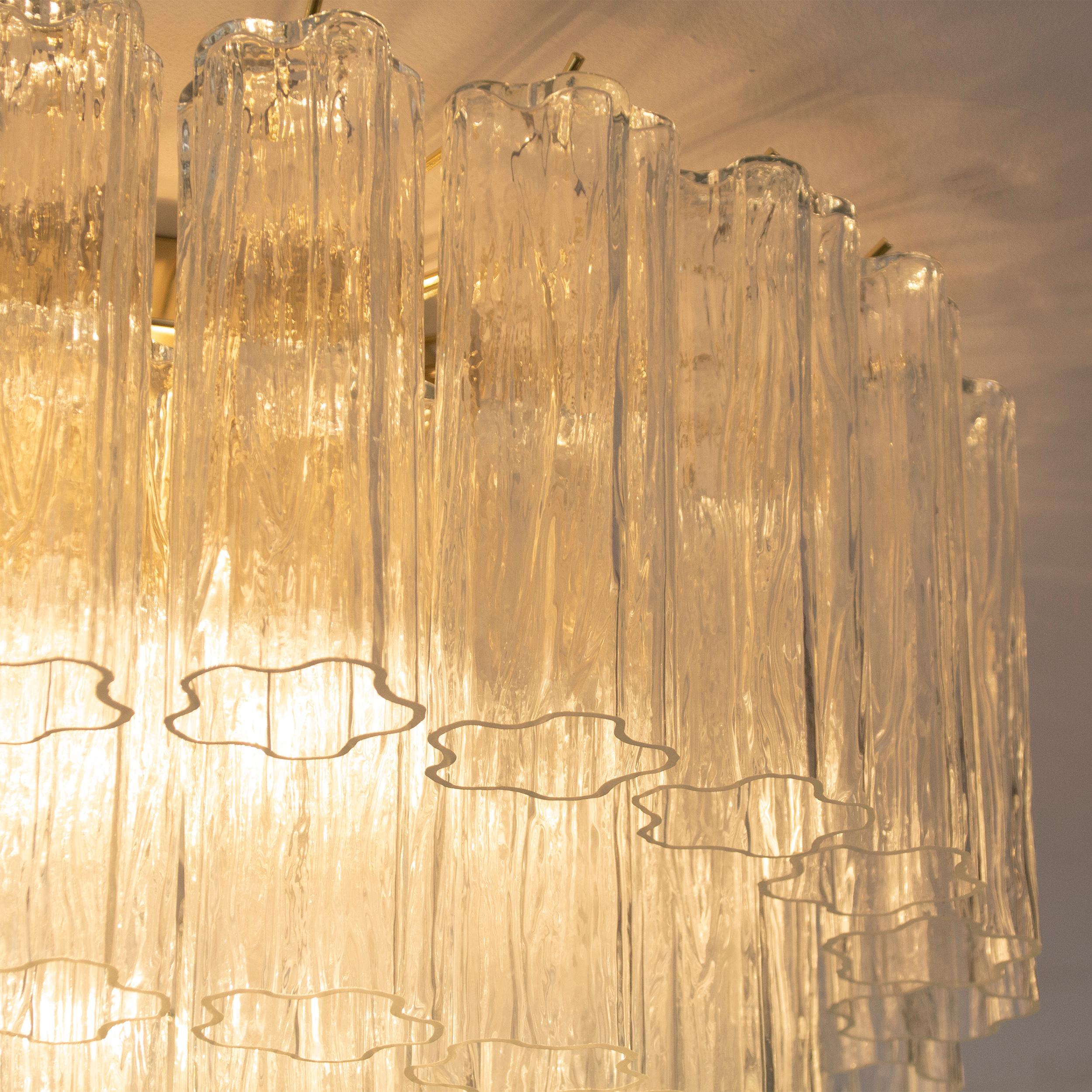 Grande plafoniera con pendagli vetro di Murano ispirato al mid-century italiano For Sale 2