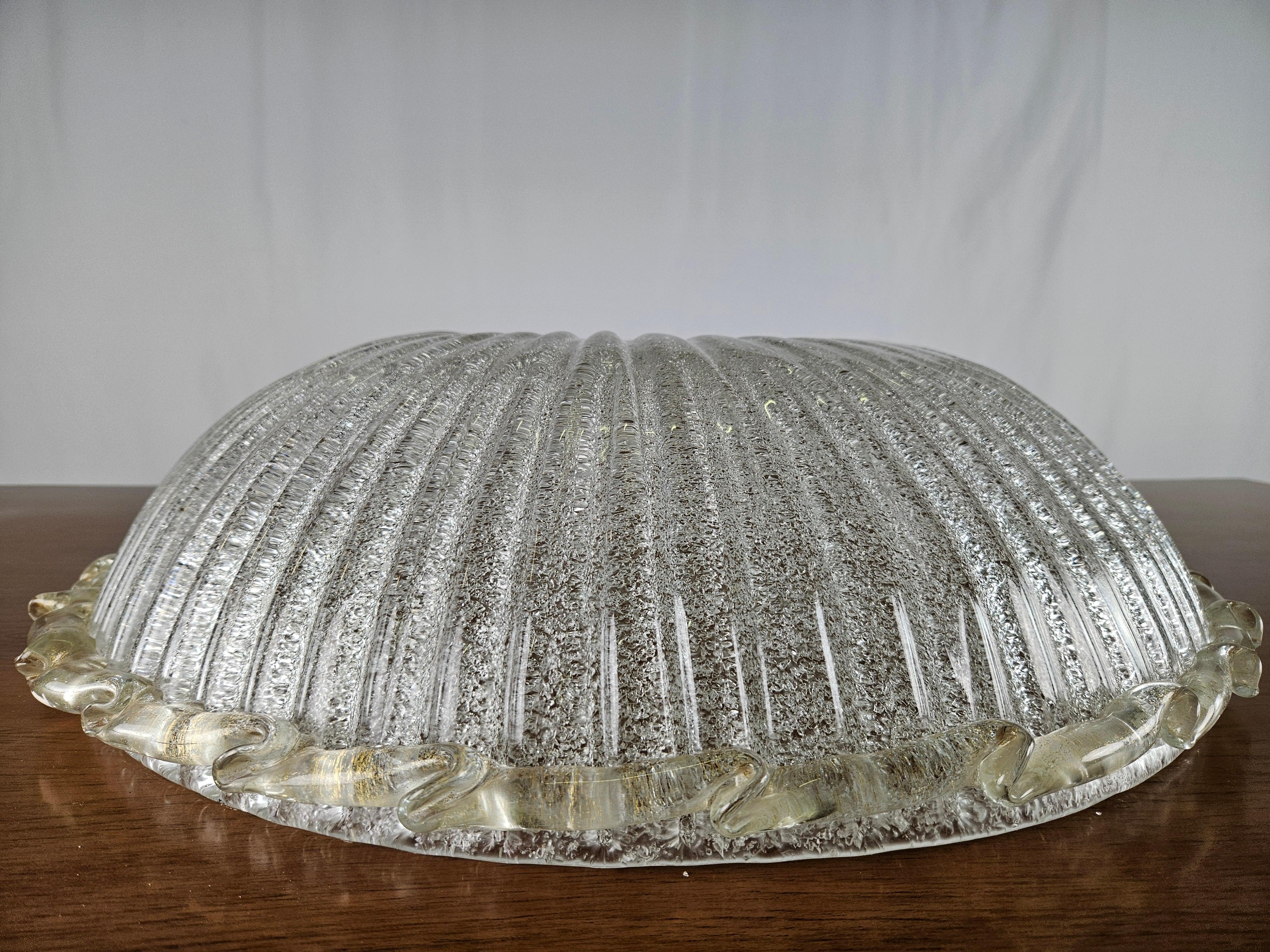 Mid-Century Modern Large frosted and processed glass ceiling lamp For Sale