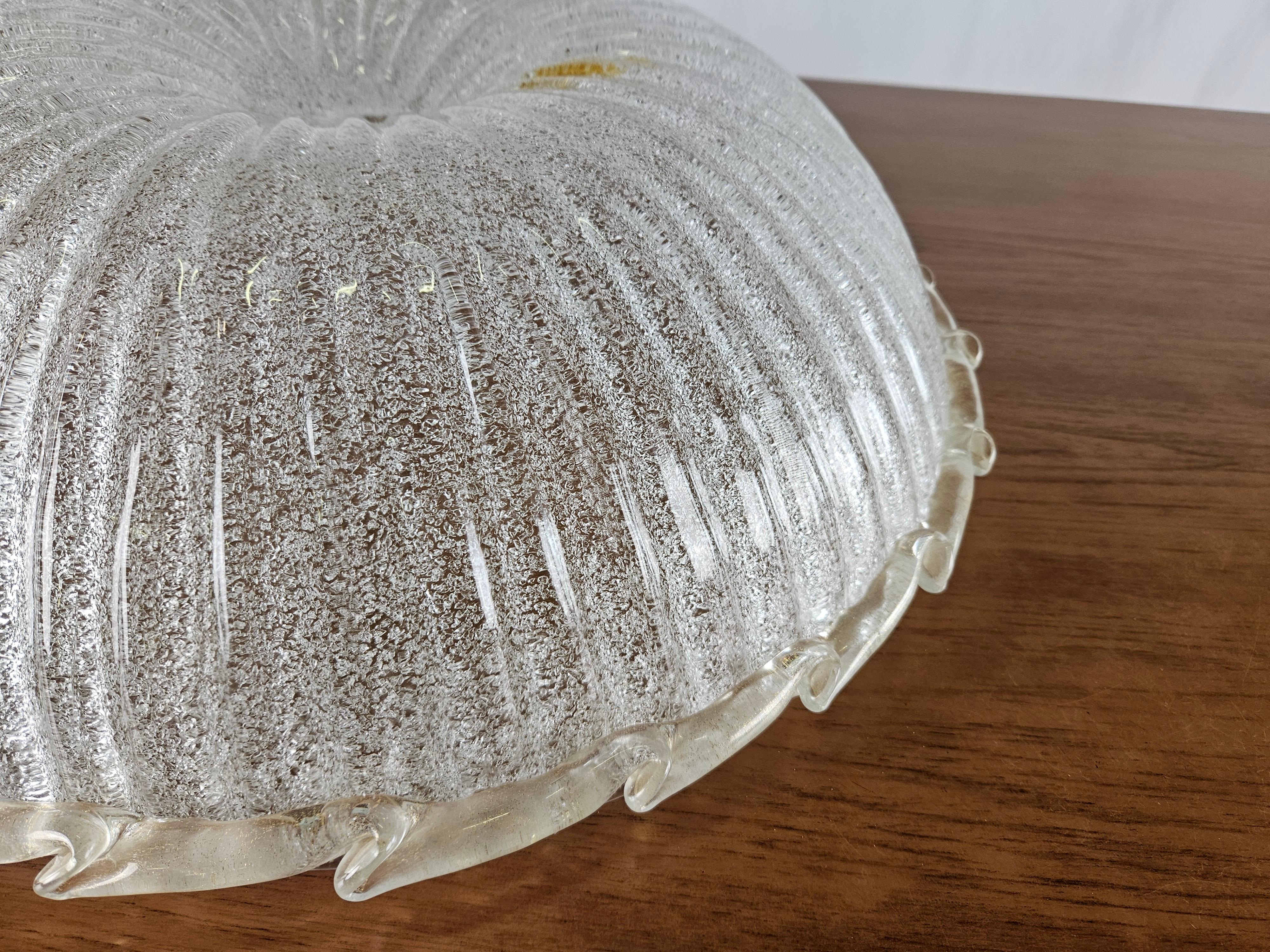 Italian Large frosted and processed glass ceiling lamp For Sale