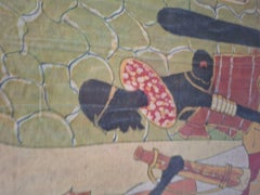 Large Original African Batik Painting Signed "Hamidi" Art on Fabric 88x79 cm