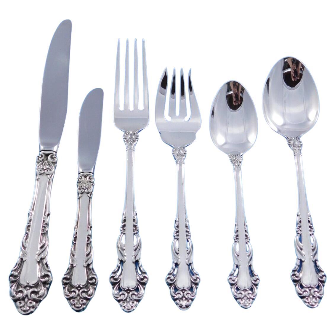 Grande Renaissance Reed & Barton Sterling Silver Flatware Set 12 Service 79 pcs For Sale