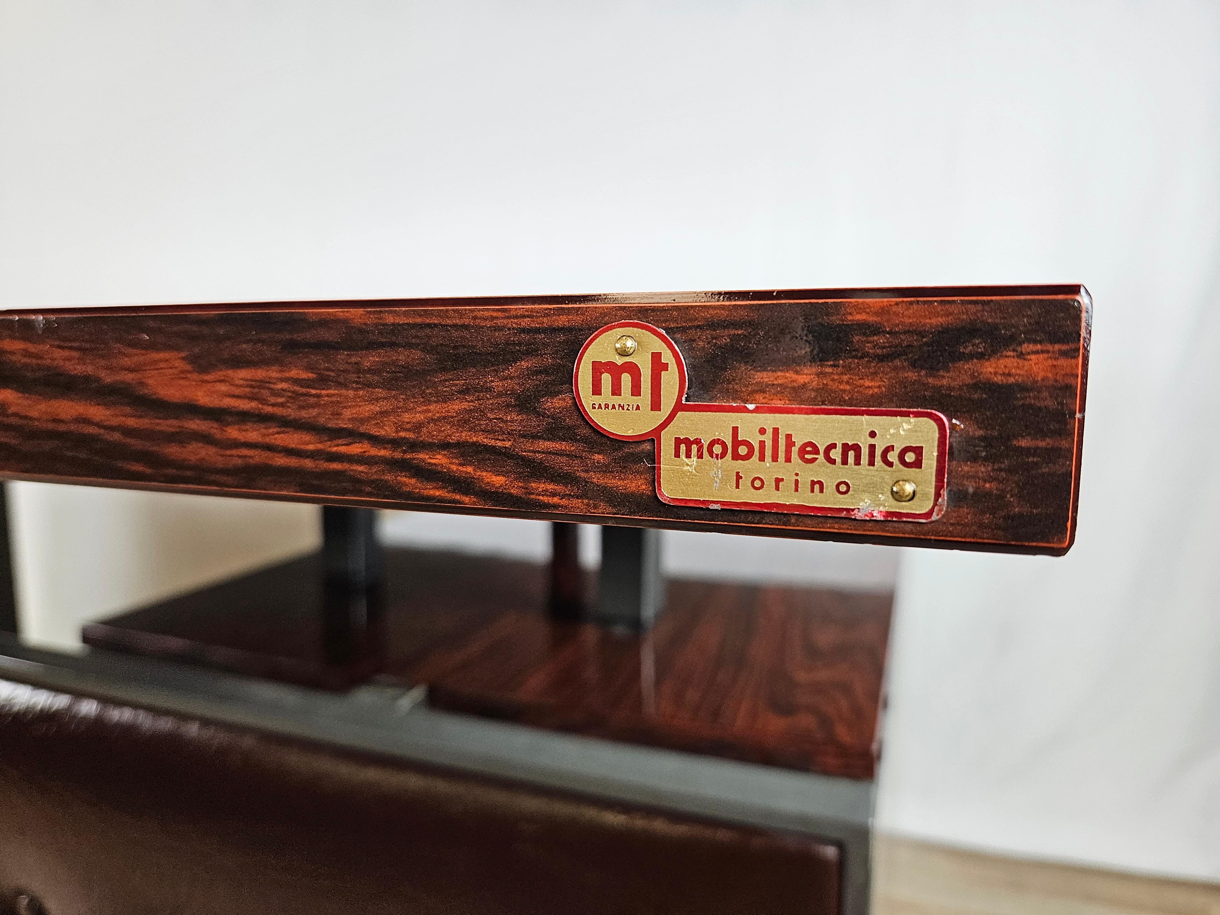 Großer Schreibtisch aus Eisen und Palisanderholzlaminat von Mobiltecnica Torino 1970 im Angebot 14
