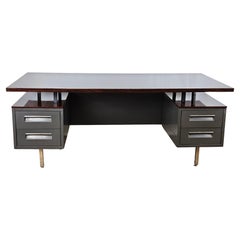 Large desk in iron and rosewood laminate by Mobiltecnica Torino 1970
