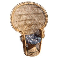 Silla grande de paja y bambú Italia 1940