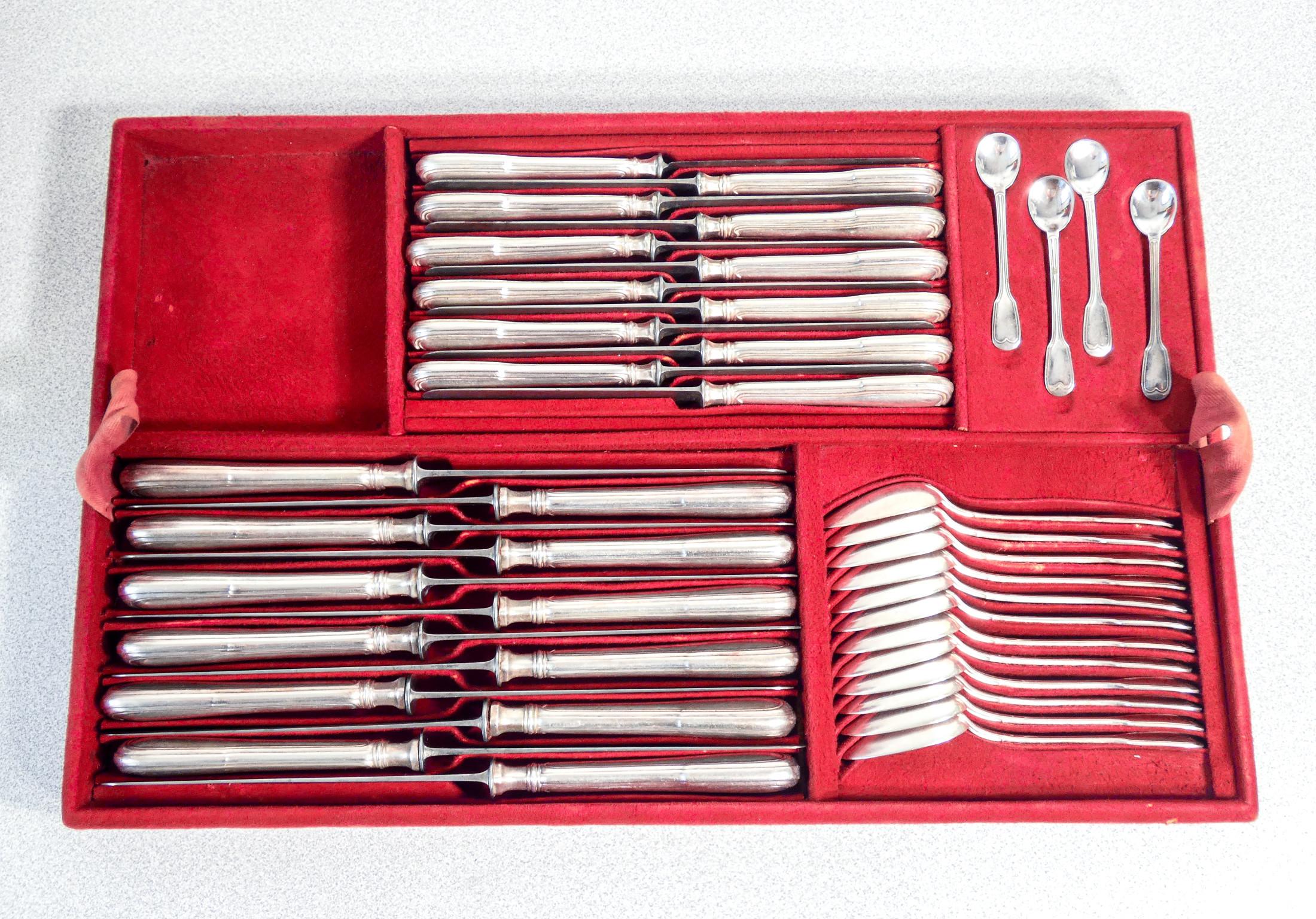 Grande servizio di posate CHRISTOFLE mod. Filet, Chinon. 96 pz. Francia, 1876 in vendita 11