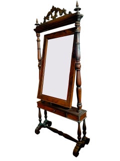 Large mid-1800s Louis Philippe period mirror with walnut turnings