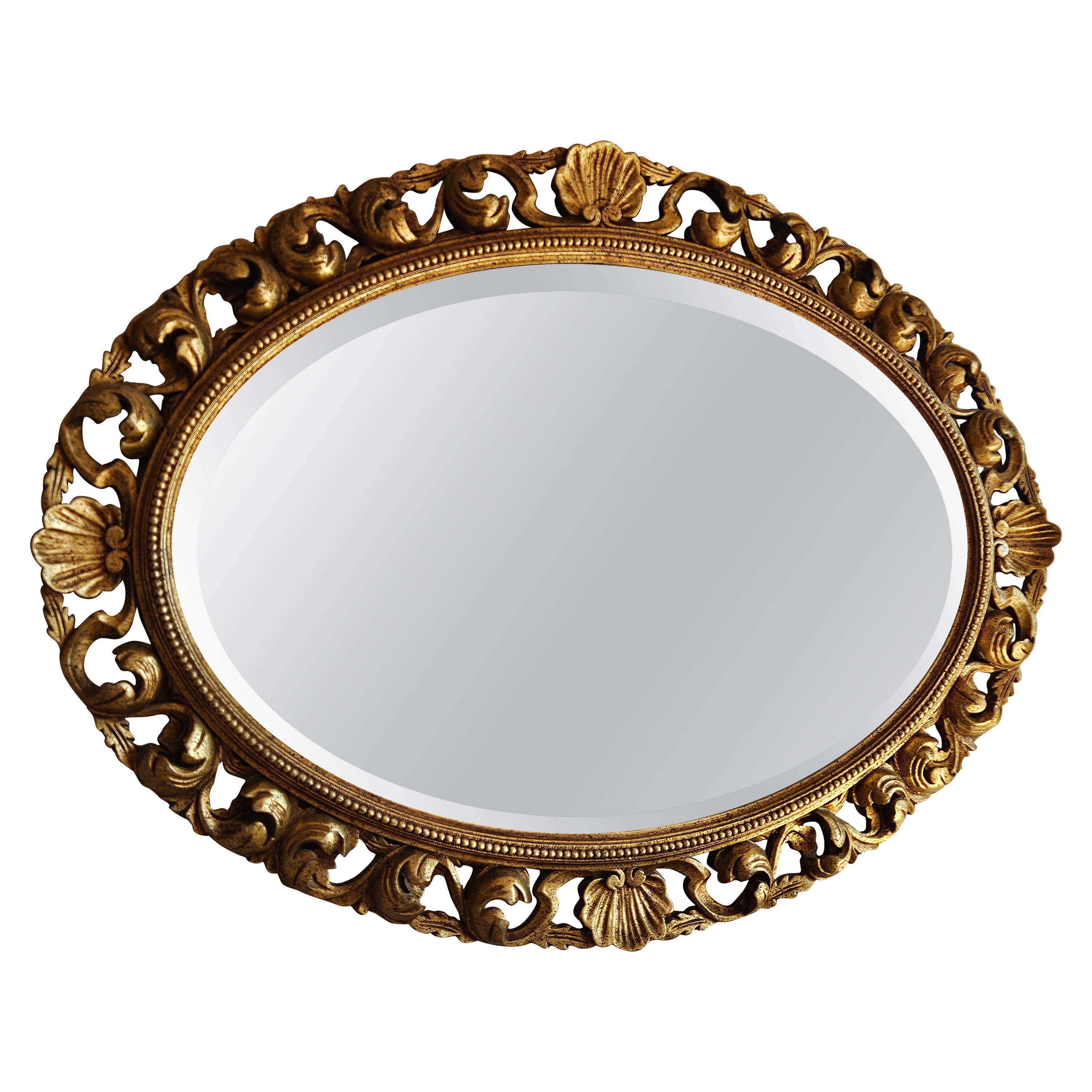 Grande specchiera in legno dorato anni '50