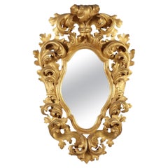 Grande Specchiera in Stile Barocco Italia XIX Sec. in legno intagliato e dorato