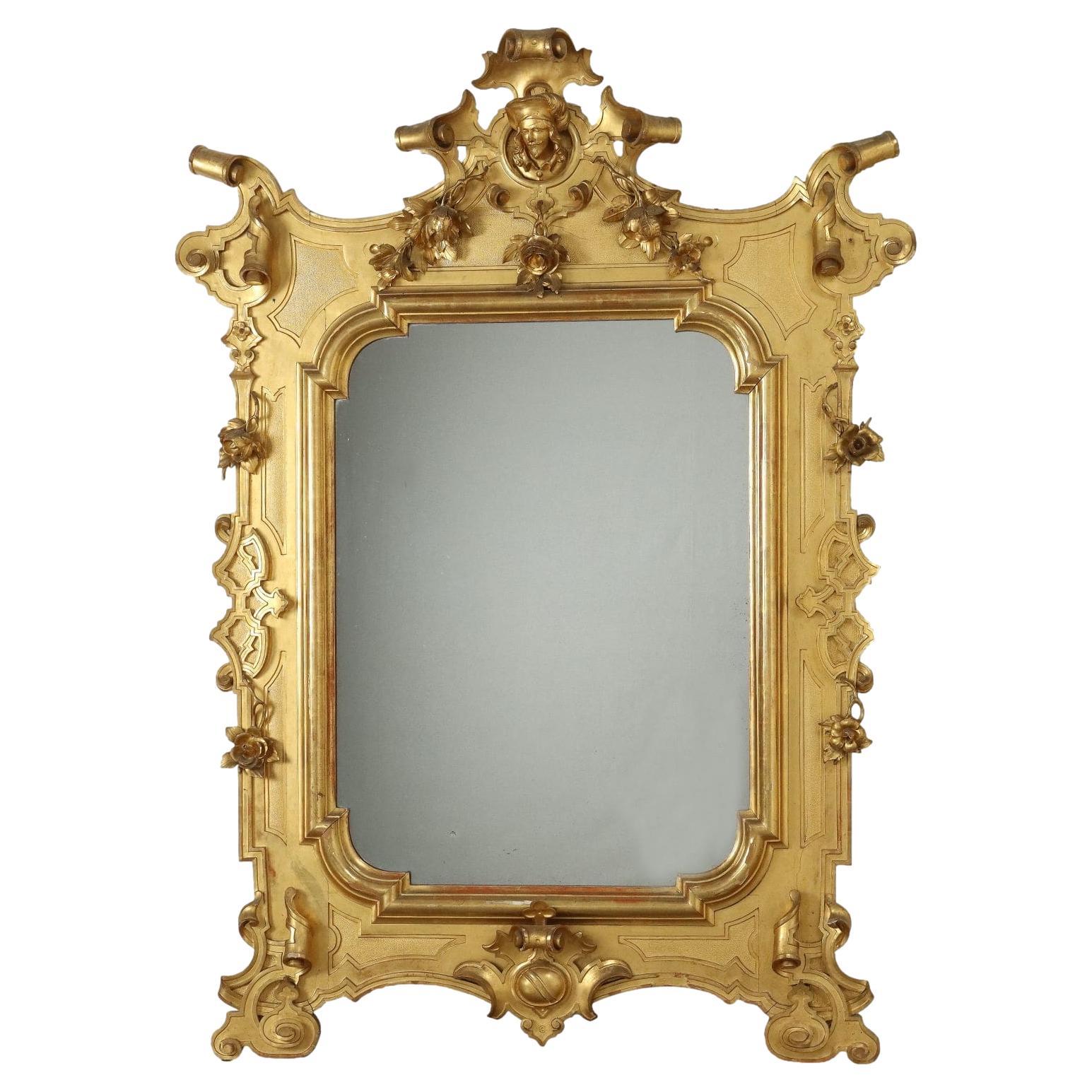 Grand miroir ombertin Italie dernier quart du 19ème siècle