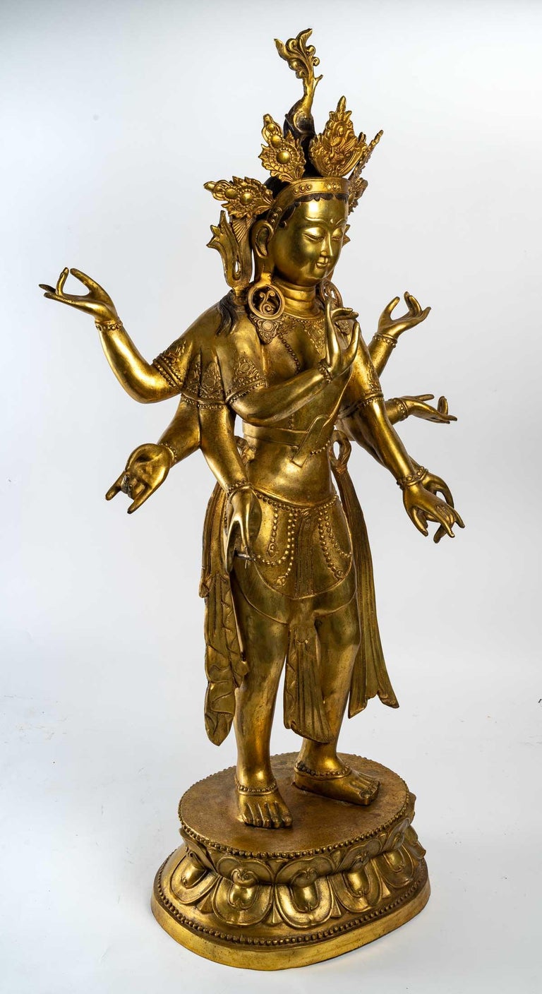 Large Bronze Statue of Amoghapasa Lokeshvara For Sale at 1stDibs
