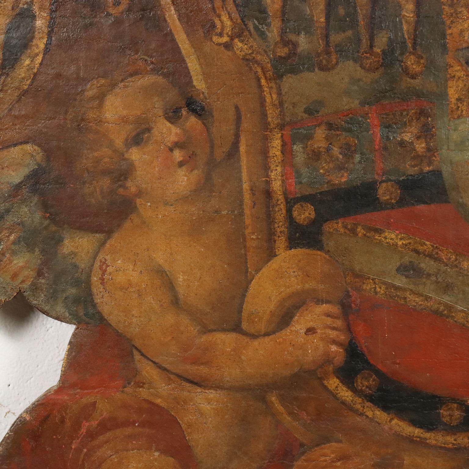 Painted Large Baroque Noble Coat of Arms Italy Late 17th Early 18th Century For Sale