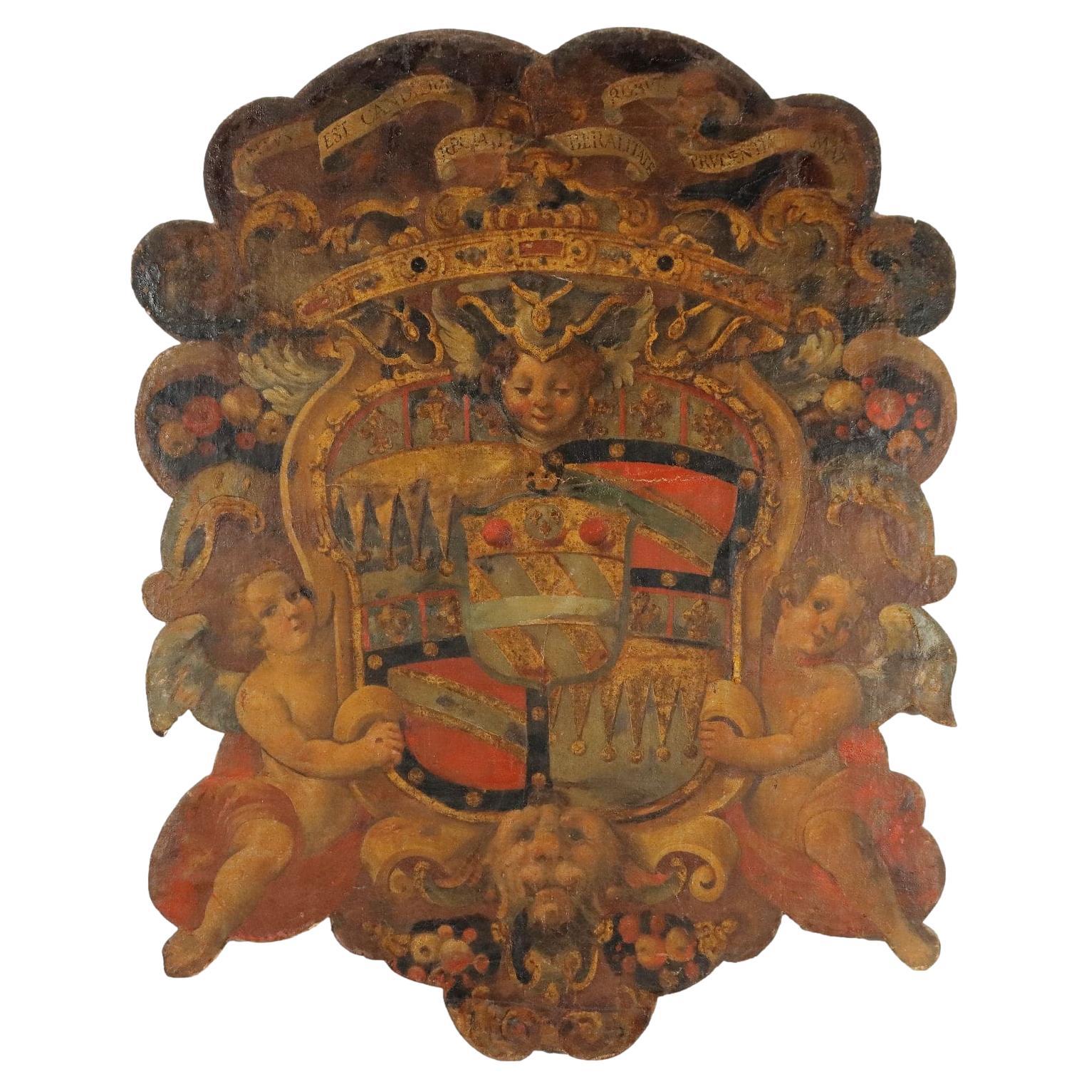 Large Baroque Noble Coat of Arms Italy Late 17th Early 18th Century