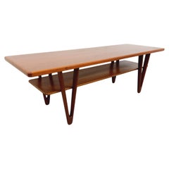 Grande table basse scandinave vintage à double plateau en teck de Kurt Østervig