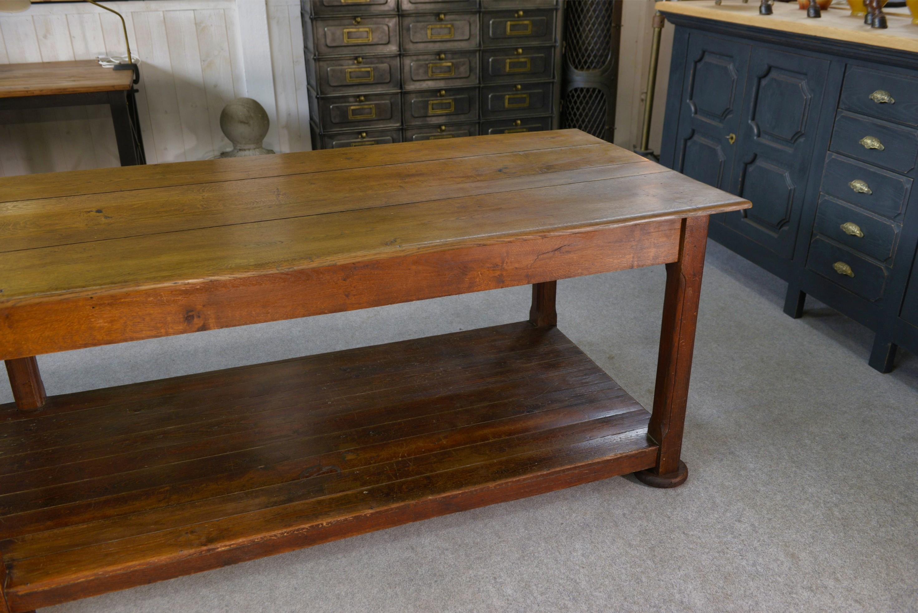 Grande table de drapier en chêne massif 1950's en vente 5