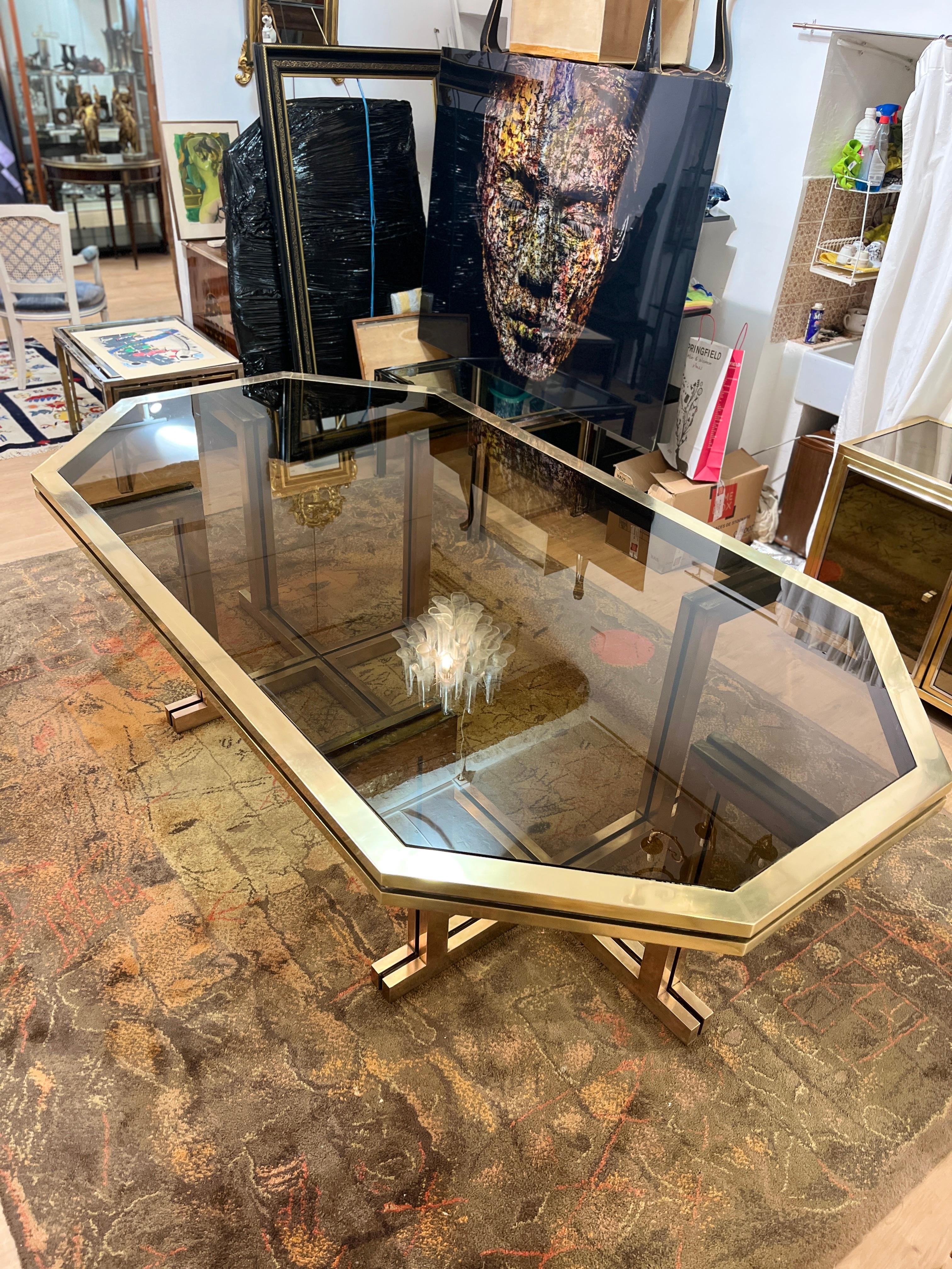 Grande Table De Salle à Manger En Laiton Maison Jansen 8