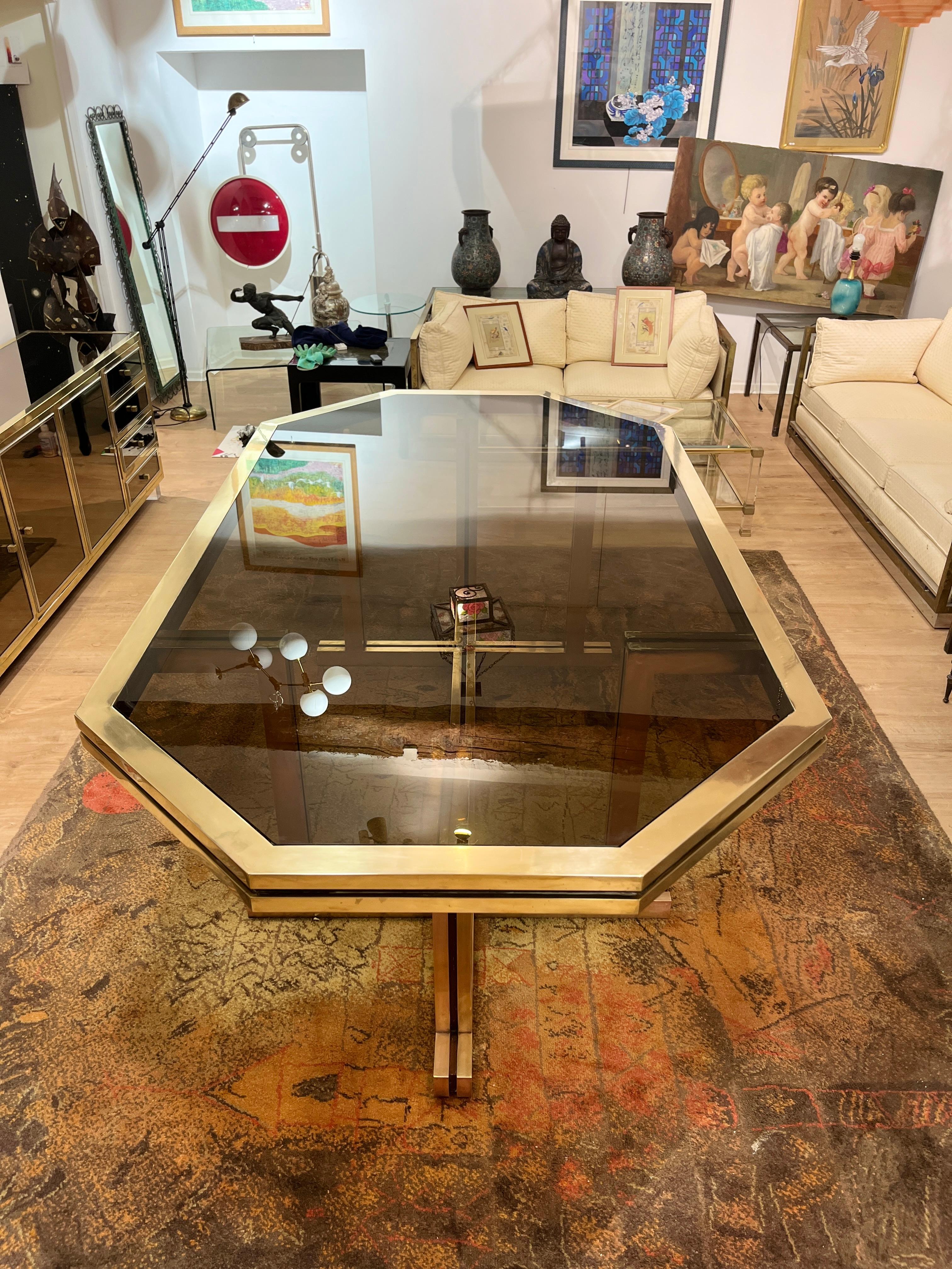 Grande Table De Salle à Manger En Laiton Maison Jansen 10