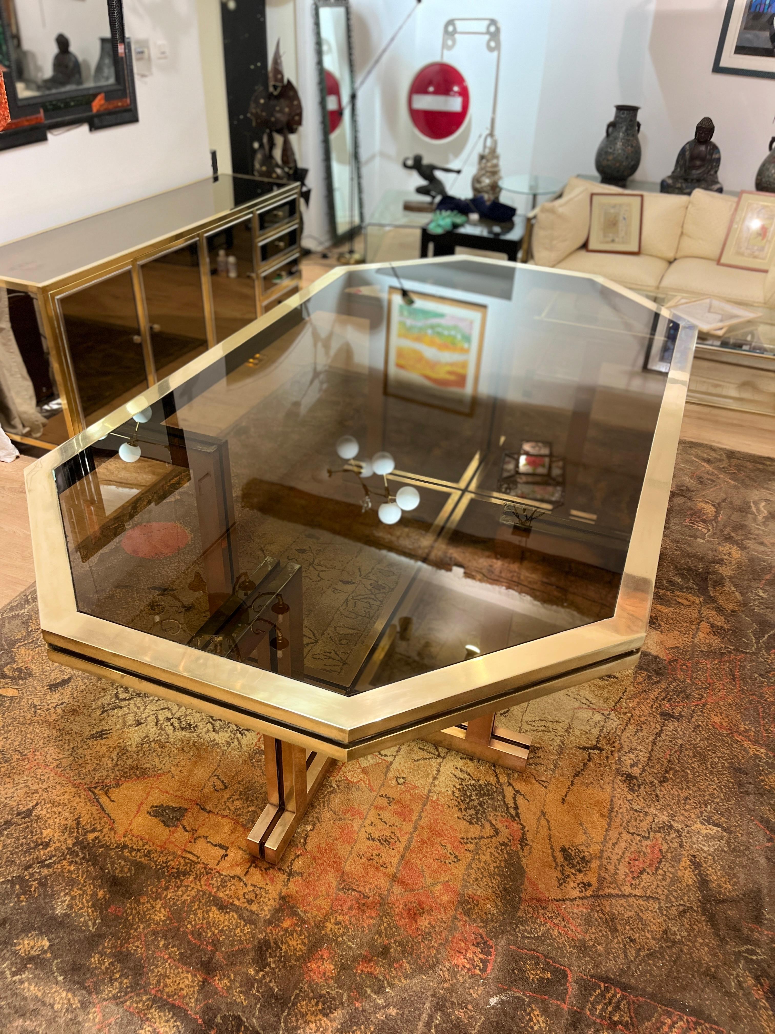 Grande Table De Salle à Manger En Laiton Maison Jansen 12