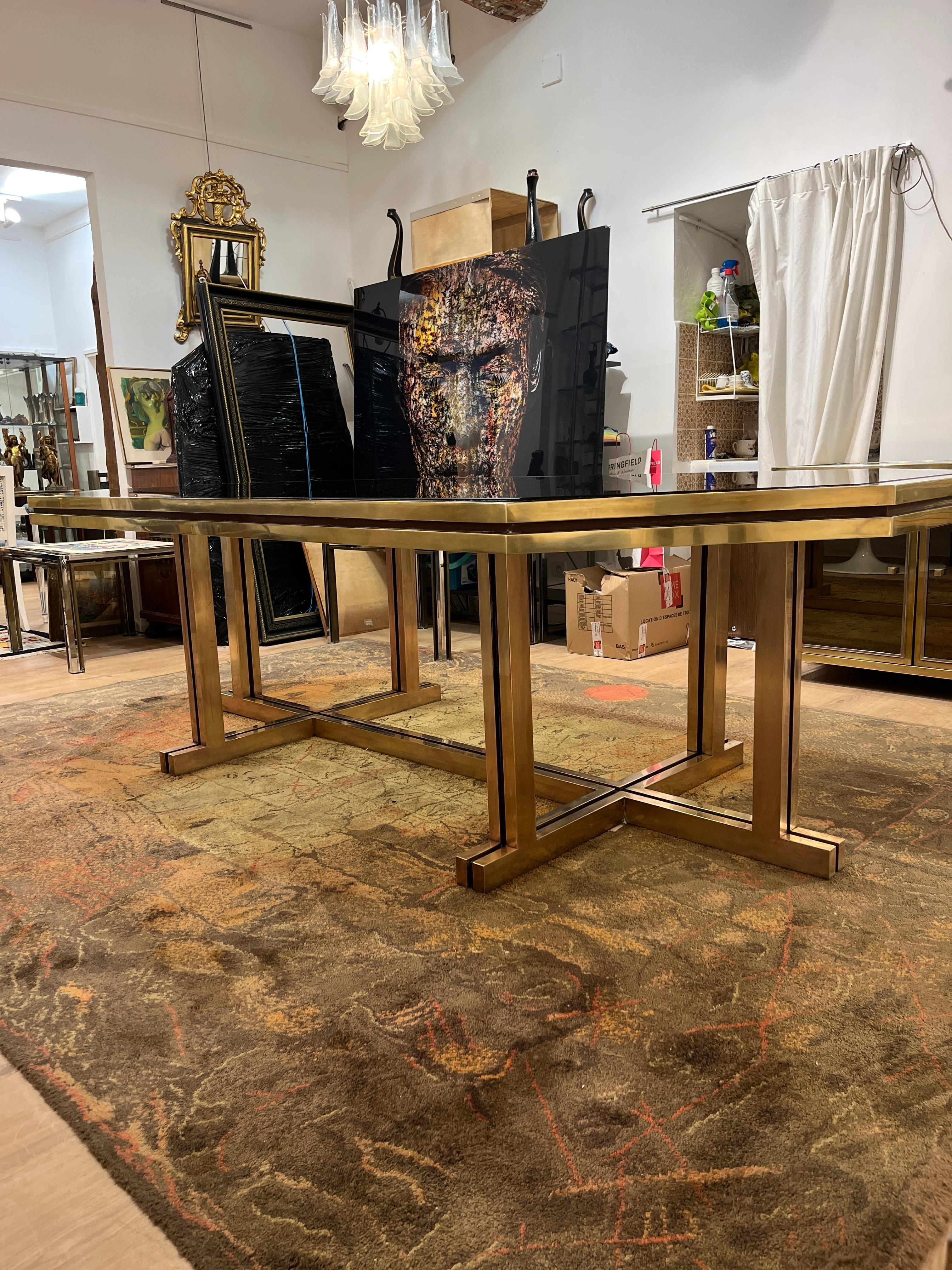 Grande Table De Salle à Manger En Laiton Maison Jansen 13