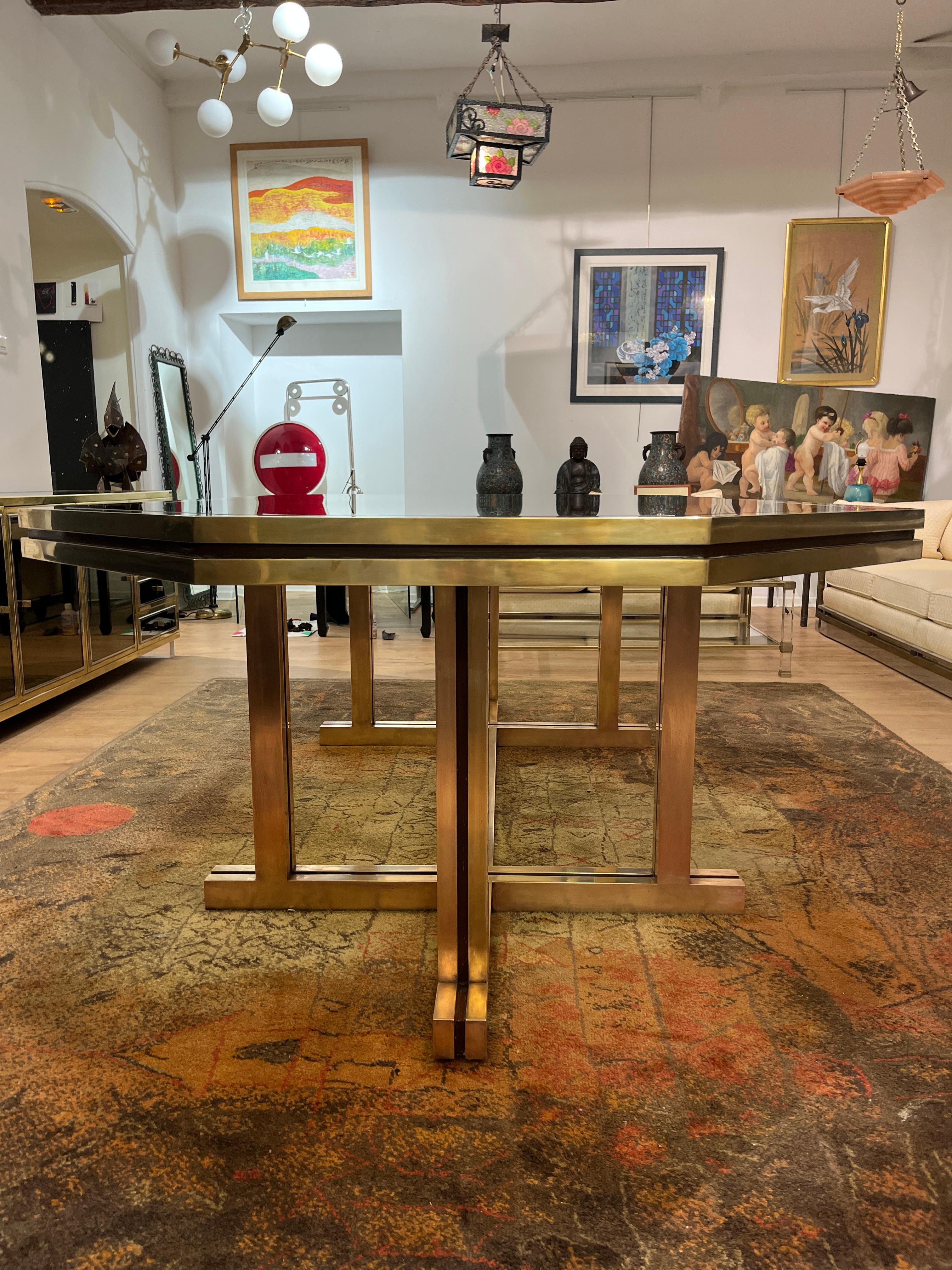 Grande Table De Salle à Manger En Laiton Maison Jansen 14