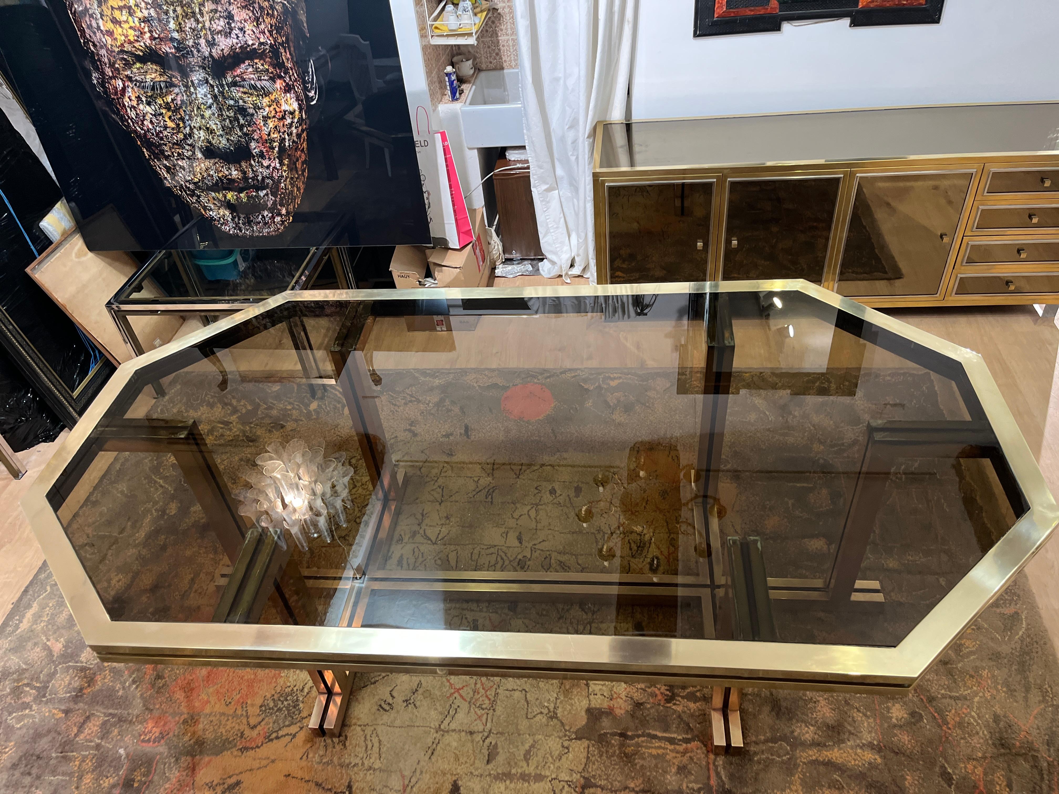 Grande Table De Salle à Manger En Laiton Maison Jansen 15