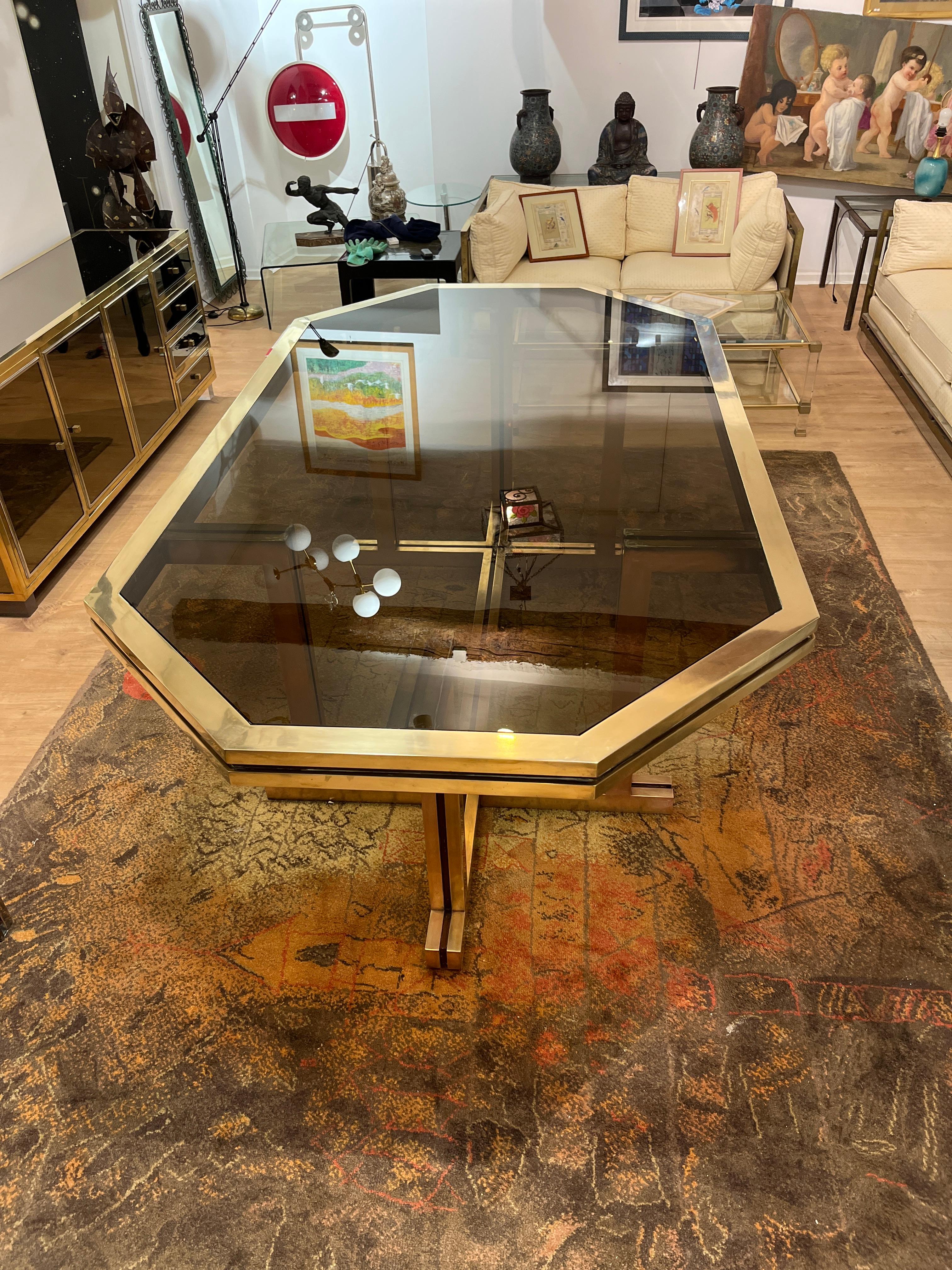 Grande Table De Salle à Manger En Laiton Maison Jansen 1
