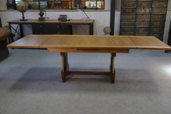 Grande table en chêne massif Art déco par Henri Bonjour 1930's