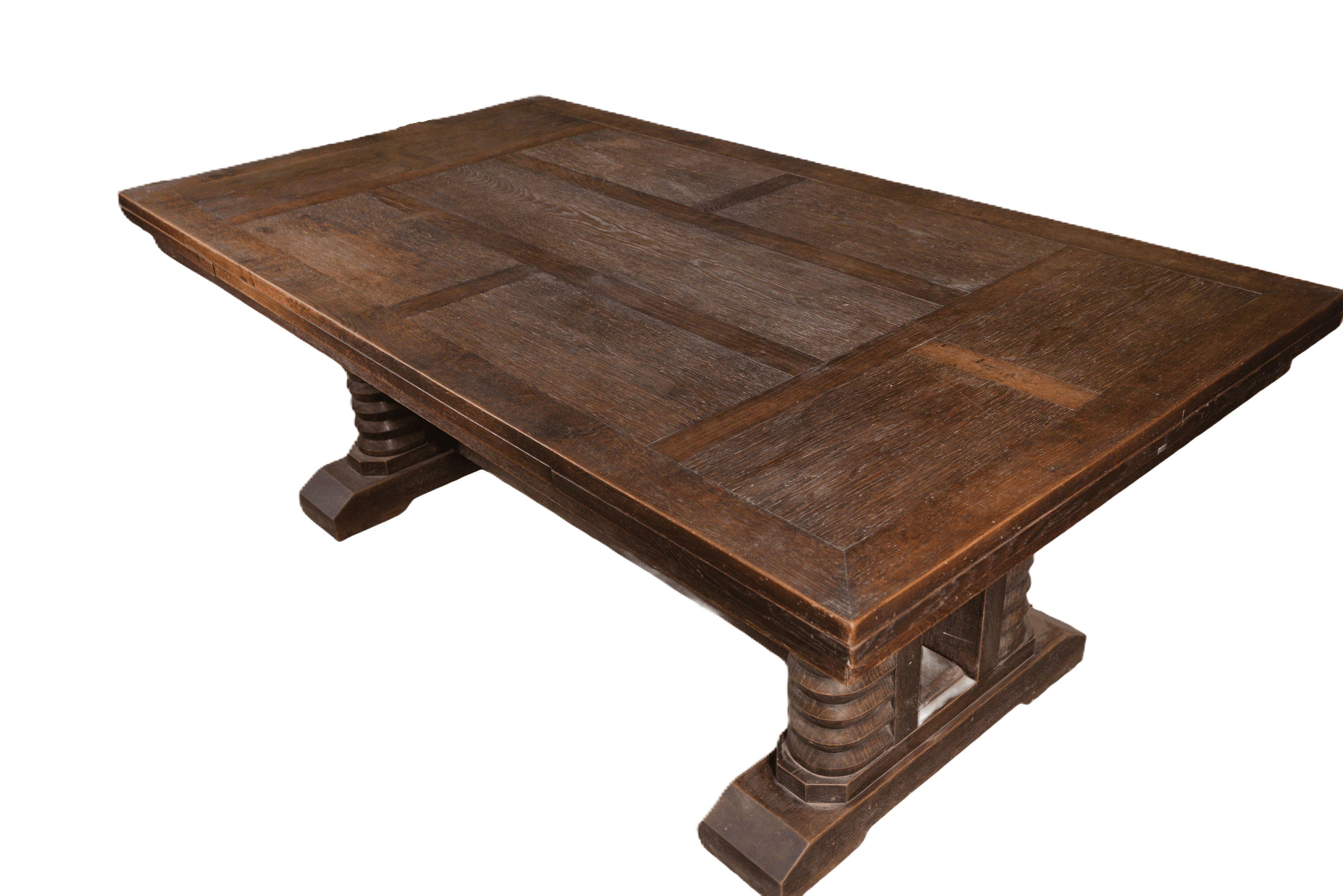 French Grande table en chêne massif par Joseph Savina 1950 For Sale