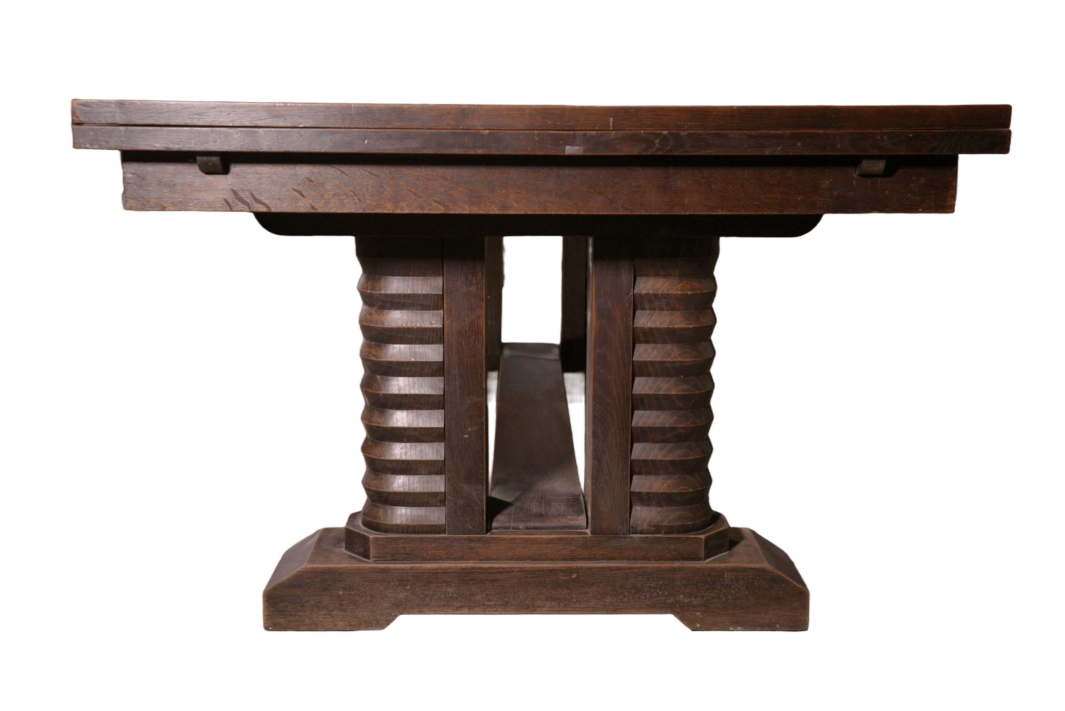 Oak Grande table en chêne massif par Joseph Savina 1950 For Sale