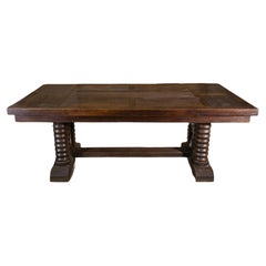 Grande table en chêne massif par Joseph Savina 1950
