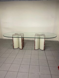 Large 1970s marble and glass table