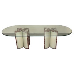 Grande table en marbre et verre des années 1970
