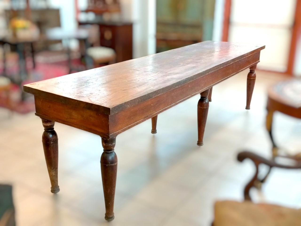 Grande table ancienne à six pieds 19ème siècle Bon état - En vente à Cesena, FC