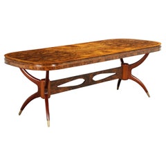 Grande table en bois de bruyère et placage d'acajou 1950