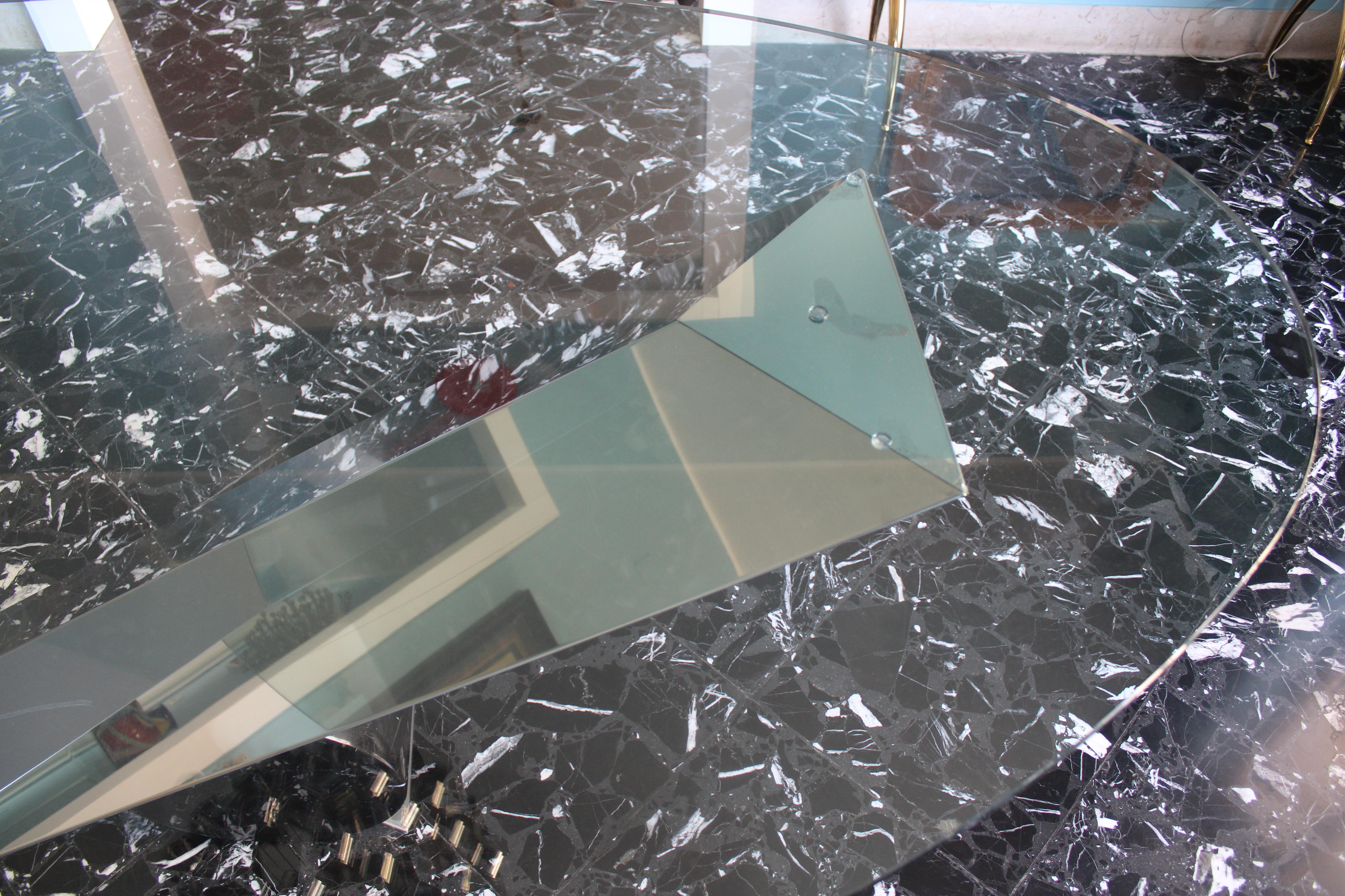Large Oval Table Cattellan Black Marble Steel and Crystal Italy For Sale 1